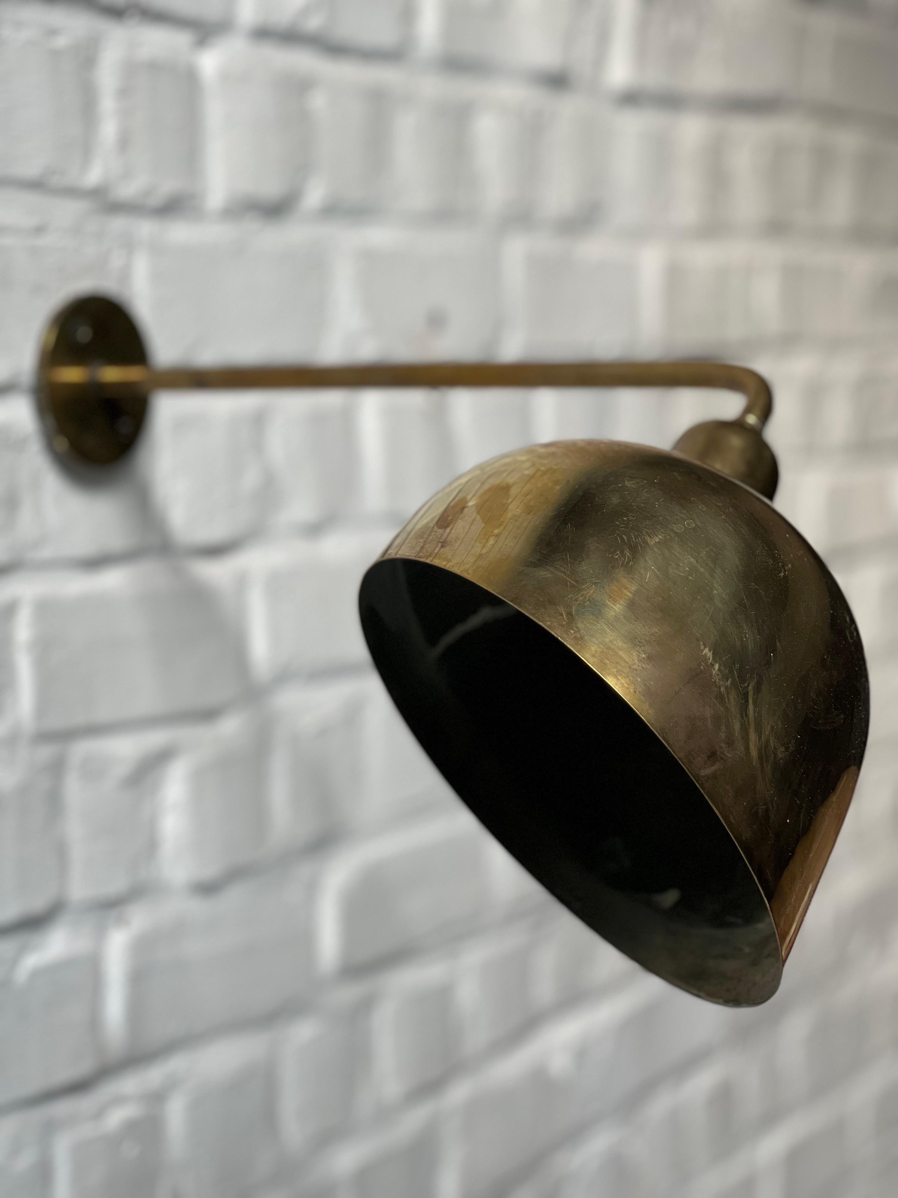 Important Kaj Gottlob brass one arm wall lamp, Fog Morup Denmark 1930's For Sale 5