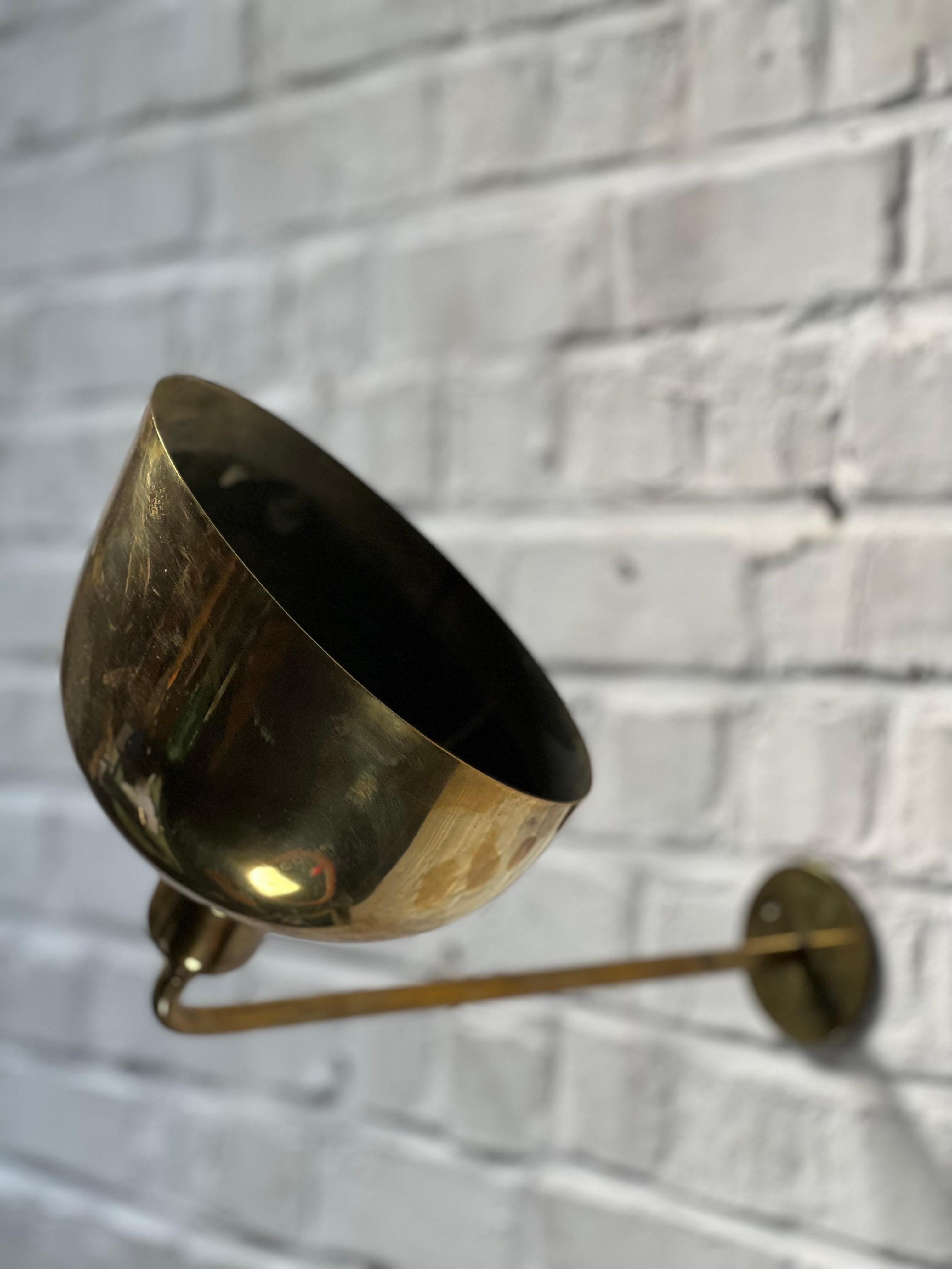 Brass Important Kaj Gottlob brass one arm wall lamp, Fog Morup Denmark 1930's For Sale