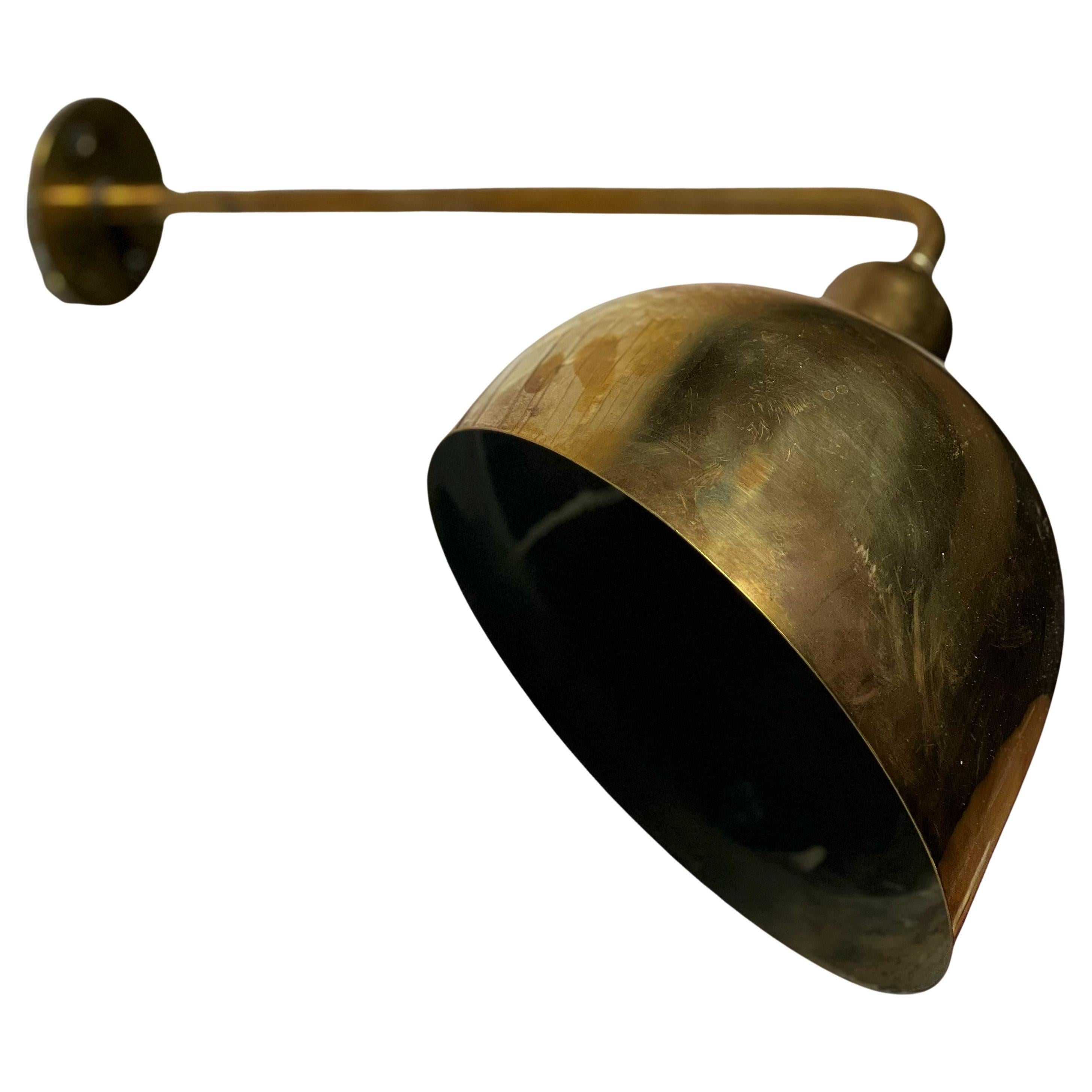 Important Kaj Gottlob brass one arm wall lamp, Fog Morup Denmark 1930's For Sale