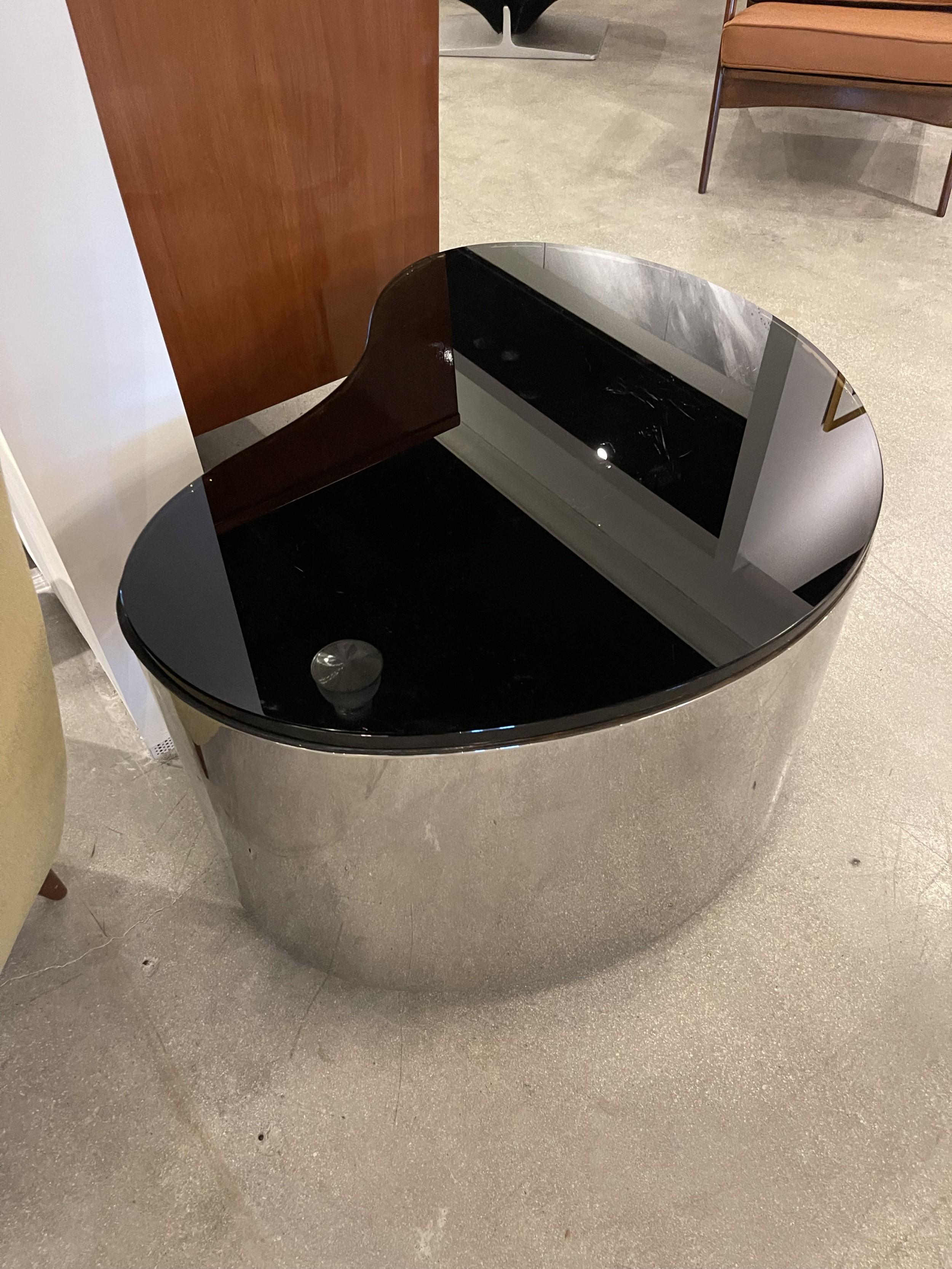 Important Karl Springer Polished Stainless Freeform Coffee Table
