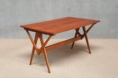 Important Knud Mortensen Extendable Dining Table in Oak and Teak, Denmark, 1955