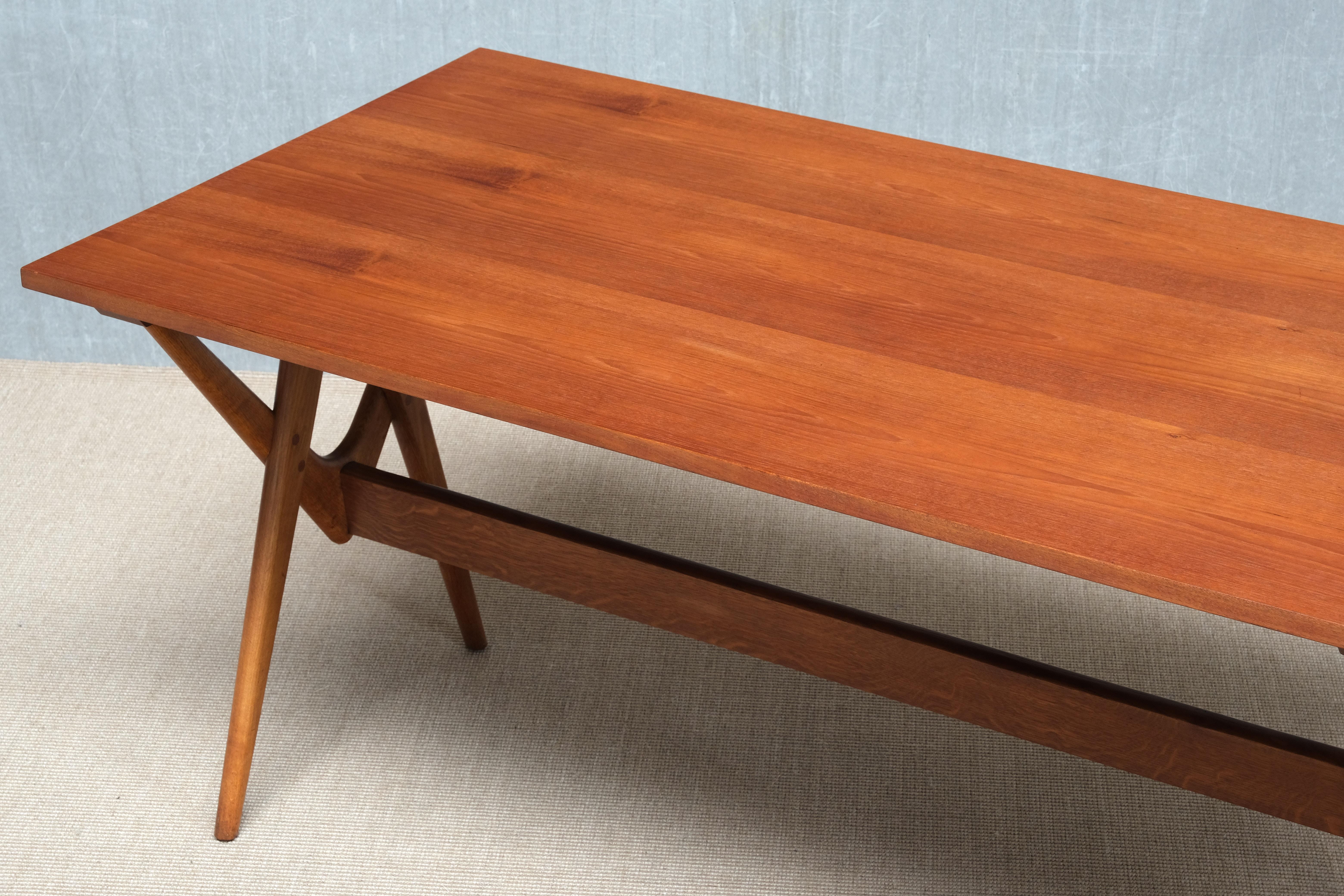 Important Knud Mortensen Extendable Dining Table in Oak and Teak, Denmark, 1955 For Sale 3