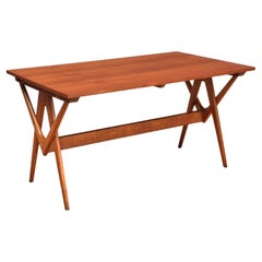 Important Knud Mortensen Extendable Dining Table in Oak and Teak, Denmark, 1955