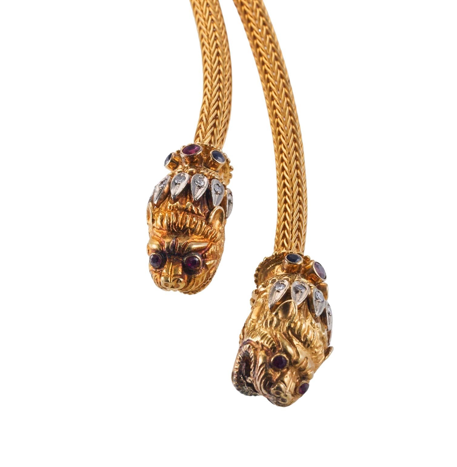 Lalaounis Griechenland Chimera Diamant-Saphir-Rubin-Gold-Halskette im Angebot 4