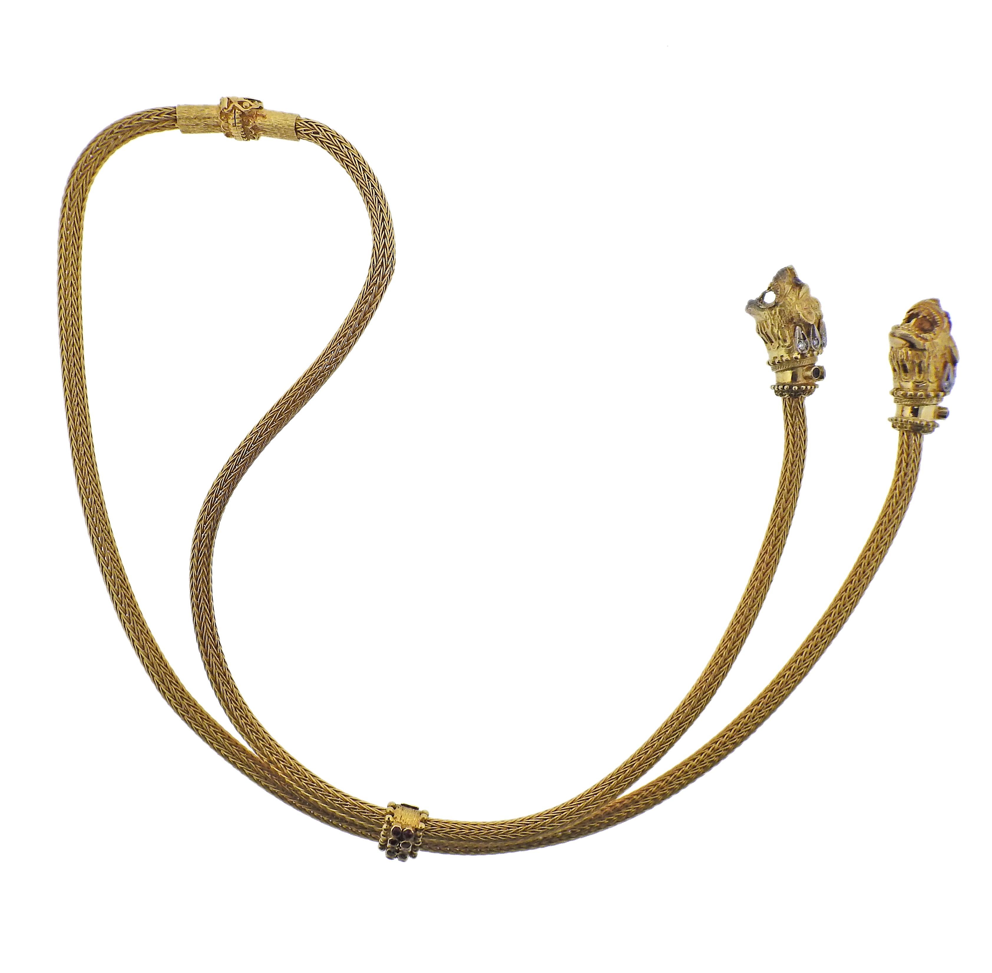 Lalaounis Griechenland Chimera Diamant-Saphir-Rubin-Gold-Halskette im Zustand „Hervorragend“ im Angebot in New York, NY