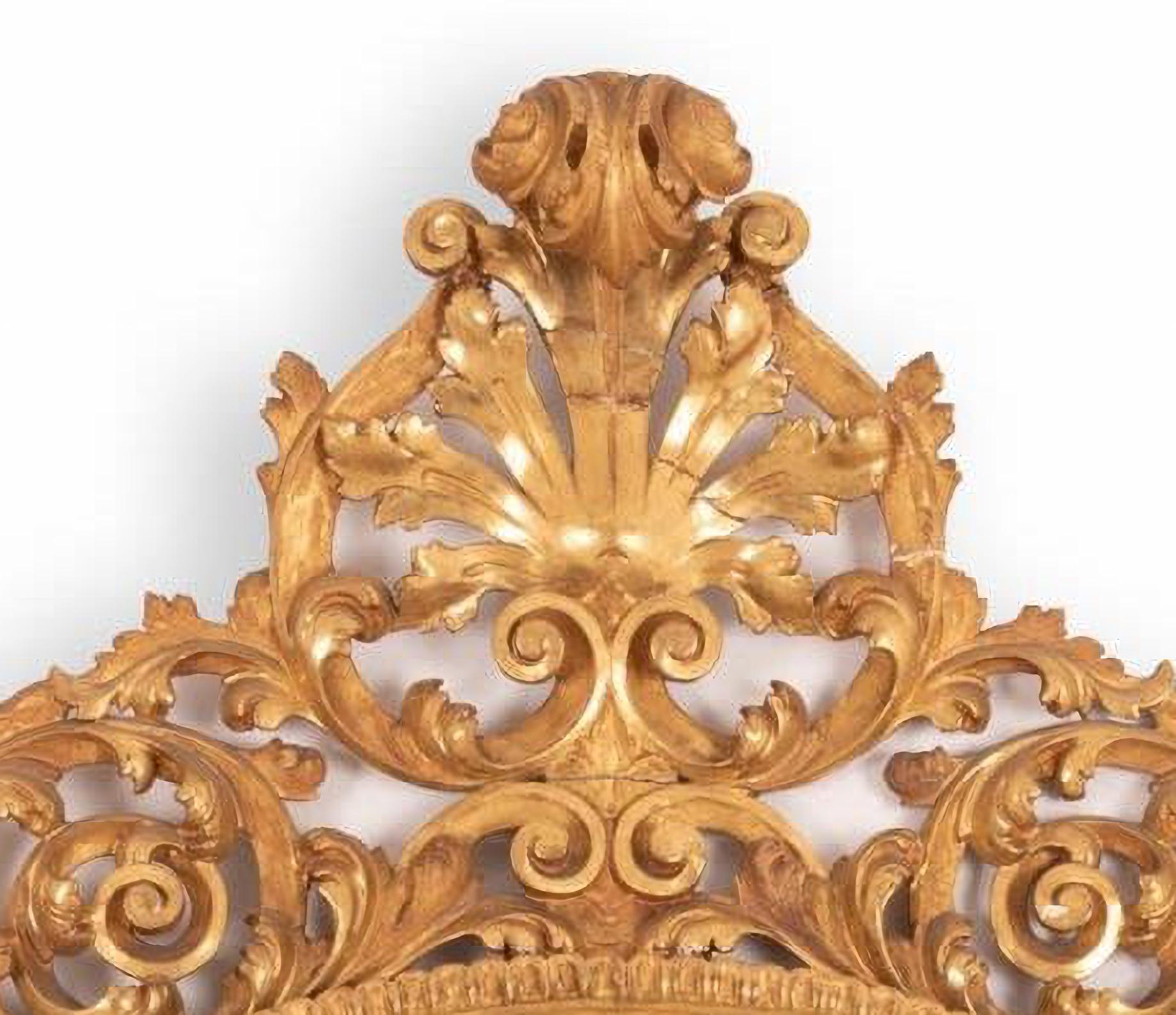 Large 18th century Italian mirror.
poded in carved and gilded wood.
Measures: 230cm x 150cm.
Good conditions.