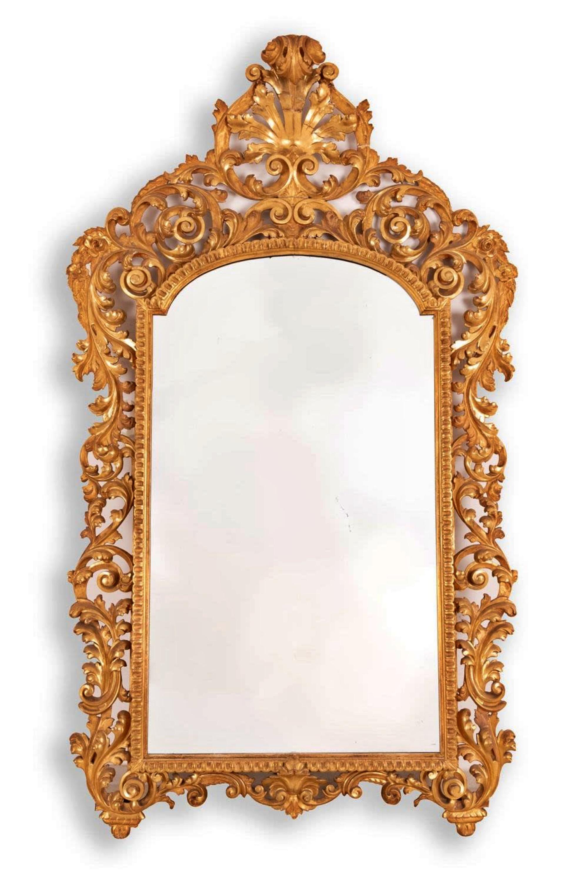 Hand-Crafted Important Large 18th Century Italian Mirror For Sale