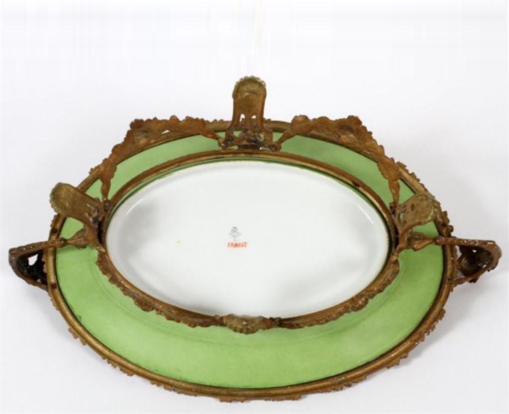 Women's or Men's Important Large 19th Century Sevres Style Green Porcelain Bronze Centerpiece