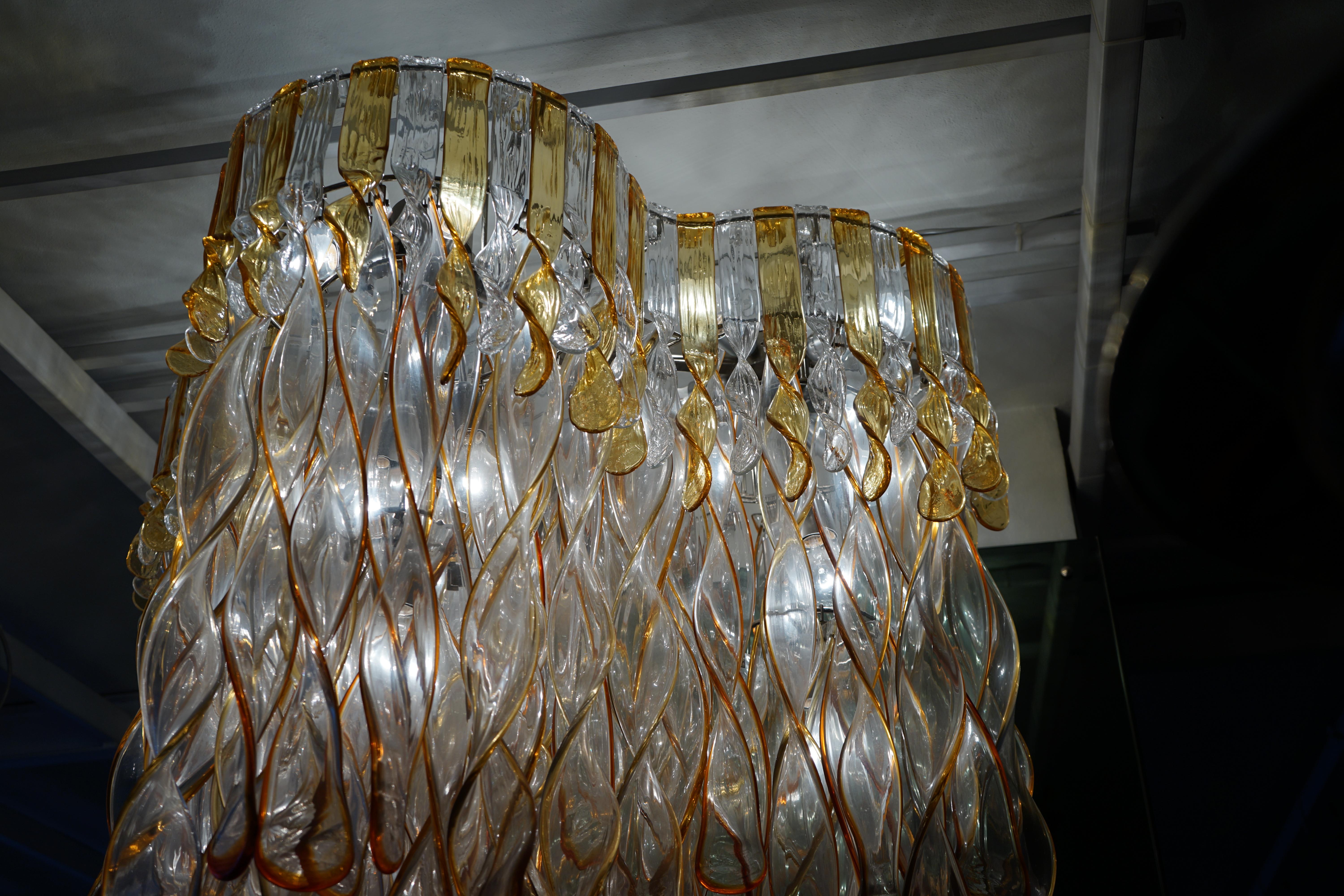 Important Large Chandelier Elica Model  by Aureliano Toso Murano 1960 - 70 For Sale 1