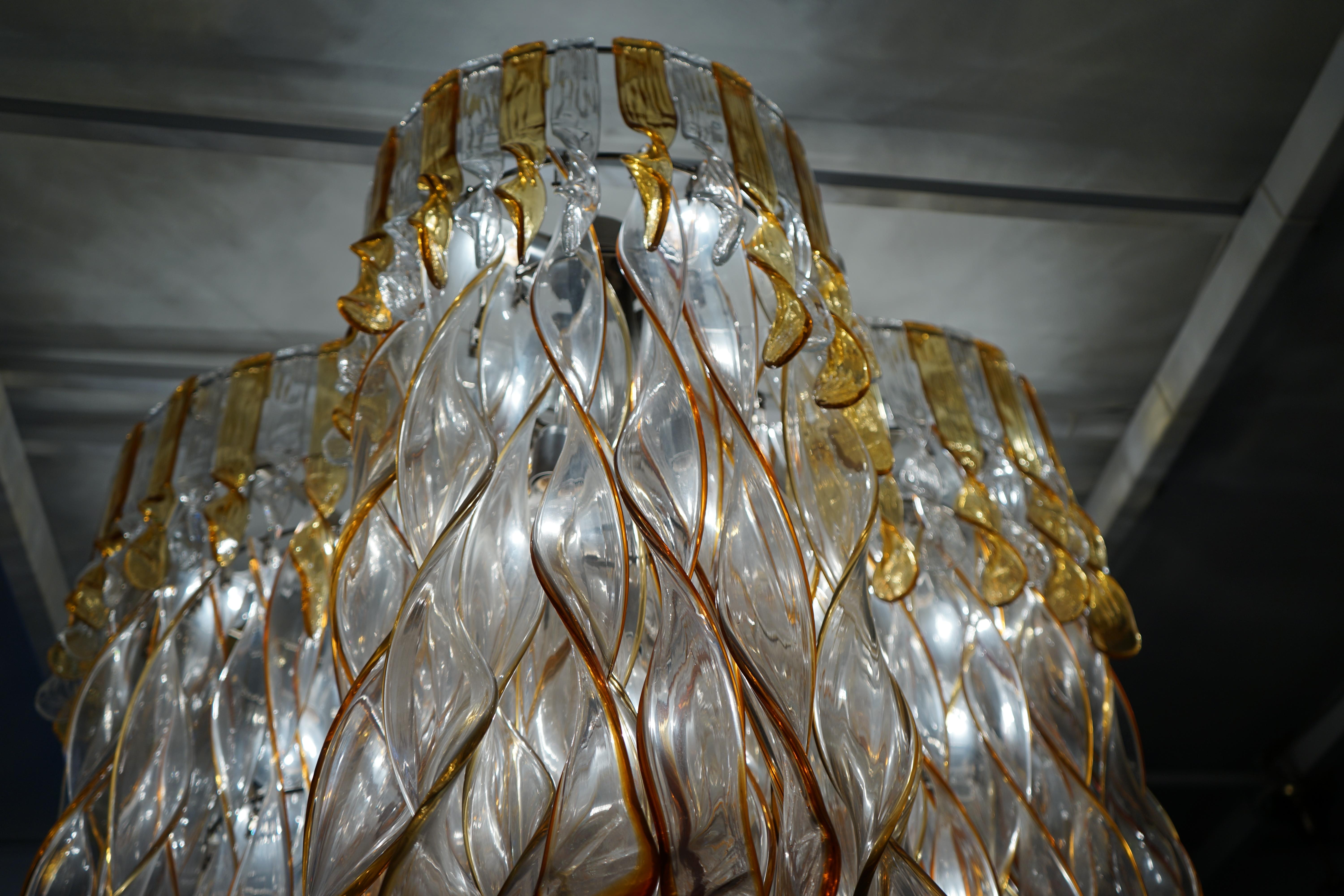 Important Large Chandelier Elica Model  by Aureliano Toso Murano 1960 - 70 For Sale 2