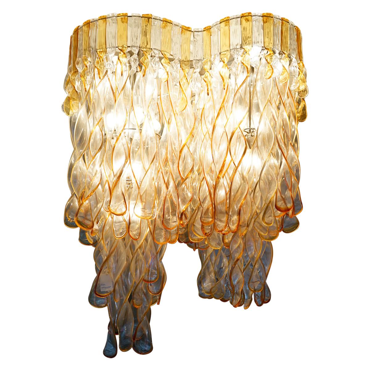 Important Large Chandelier Elica Model  by Aureliano Toso Murano 1960 - 70 For Sale