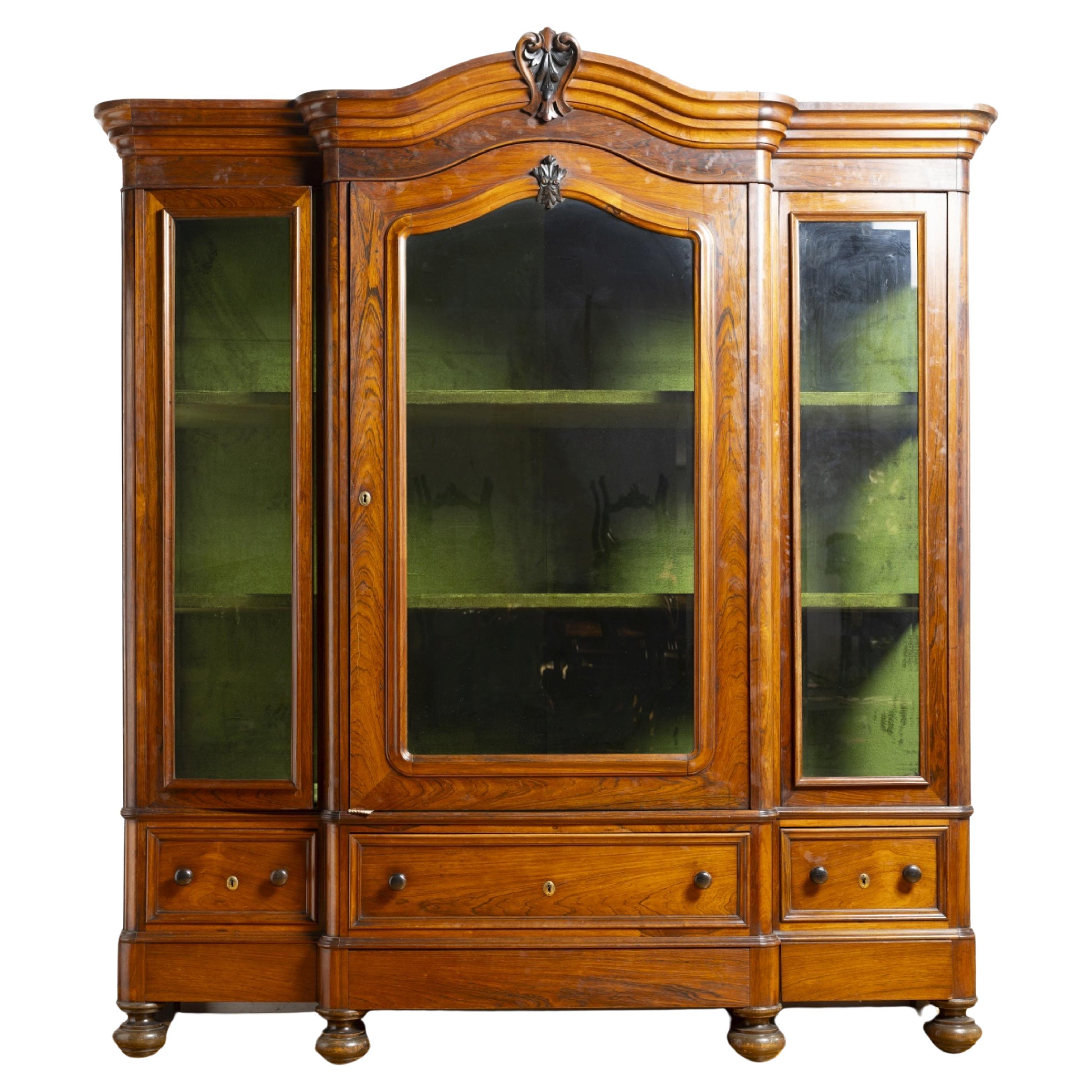 IMPORTANT LARGE DISPLAY PORTUGUESE CABINET 19th Century  Rosewood Wood For Sale