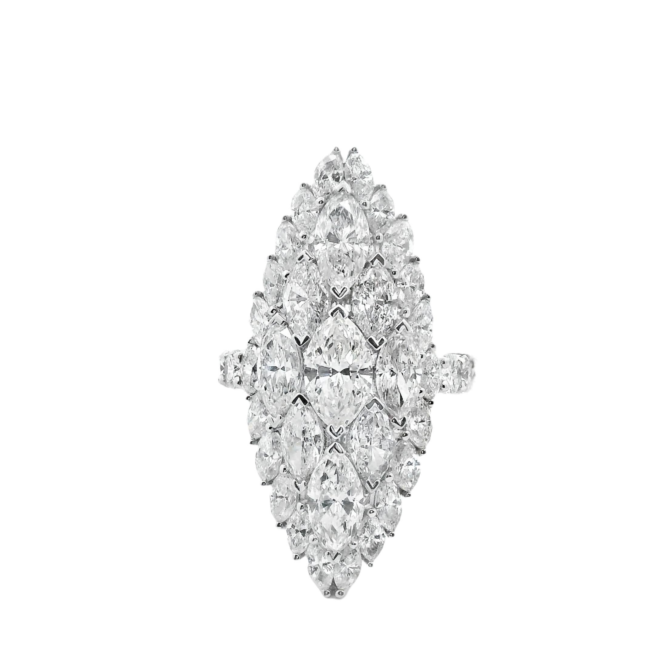 Important Large Marquise Shape 10.00ct Total Solitaire Diamond Cocktail Ring For Sale 5