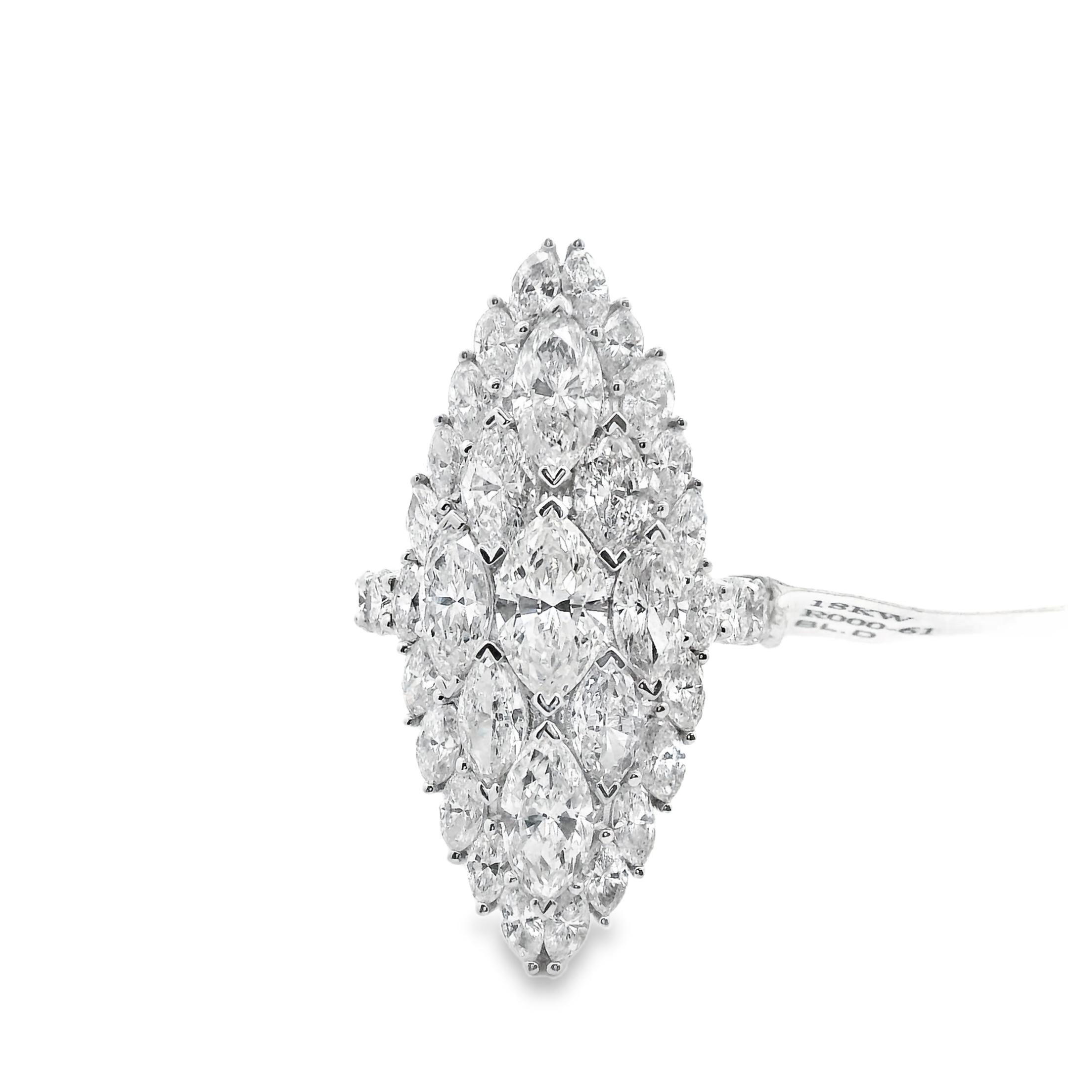 Important Large Marquise Shape 10.00ct Total Solitaire Diamond Cocktail Ring For Sale 3