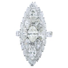 Important Large Marquise Shape 10.00ct Total Solitaire Diamond Cocktail Ring