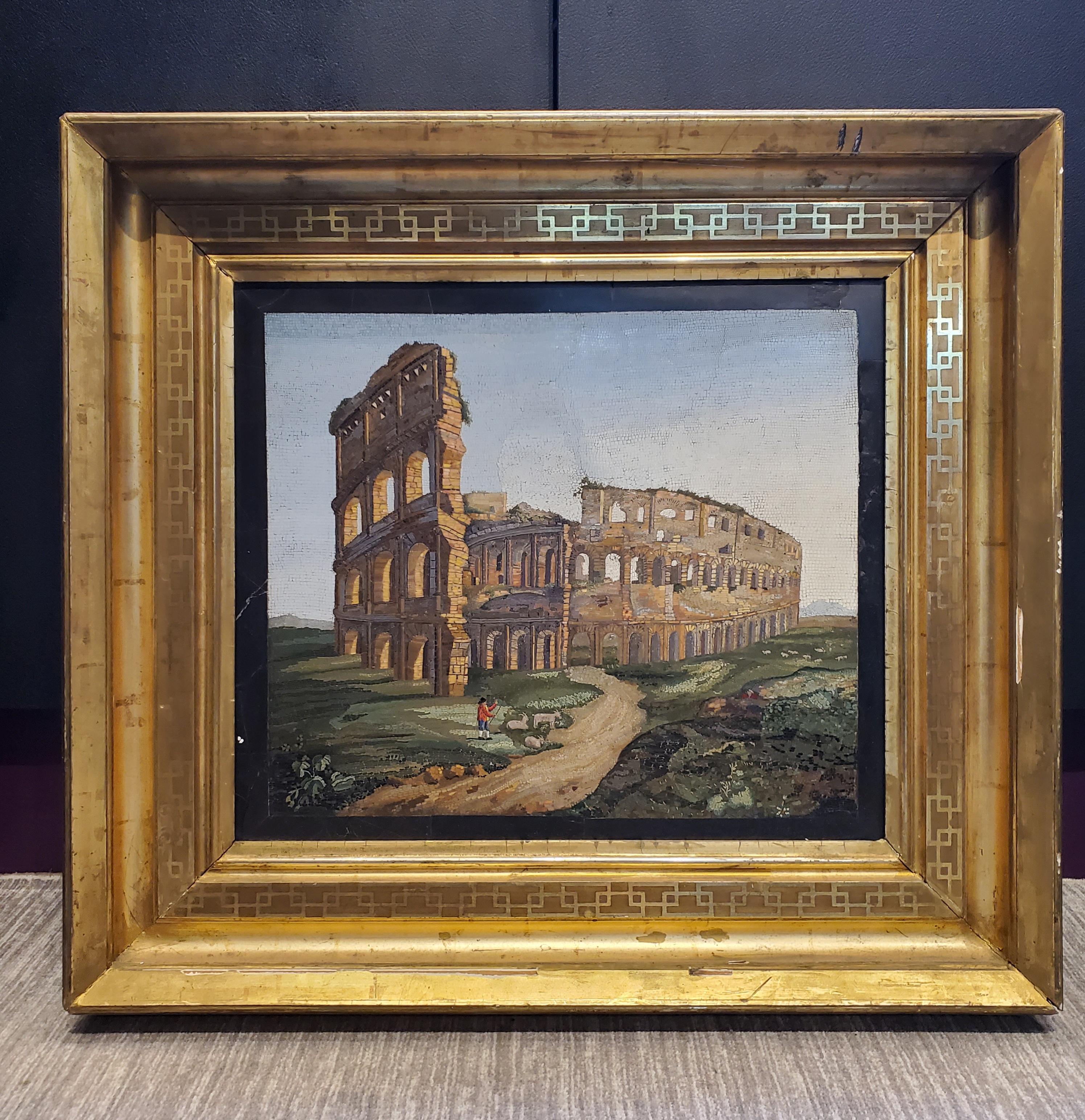 Mosaic Important Large Micromosaic Depicting The Colosseum in Rome For Sale