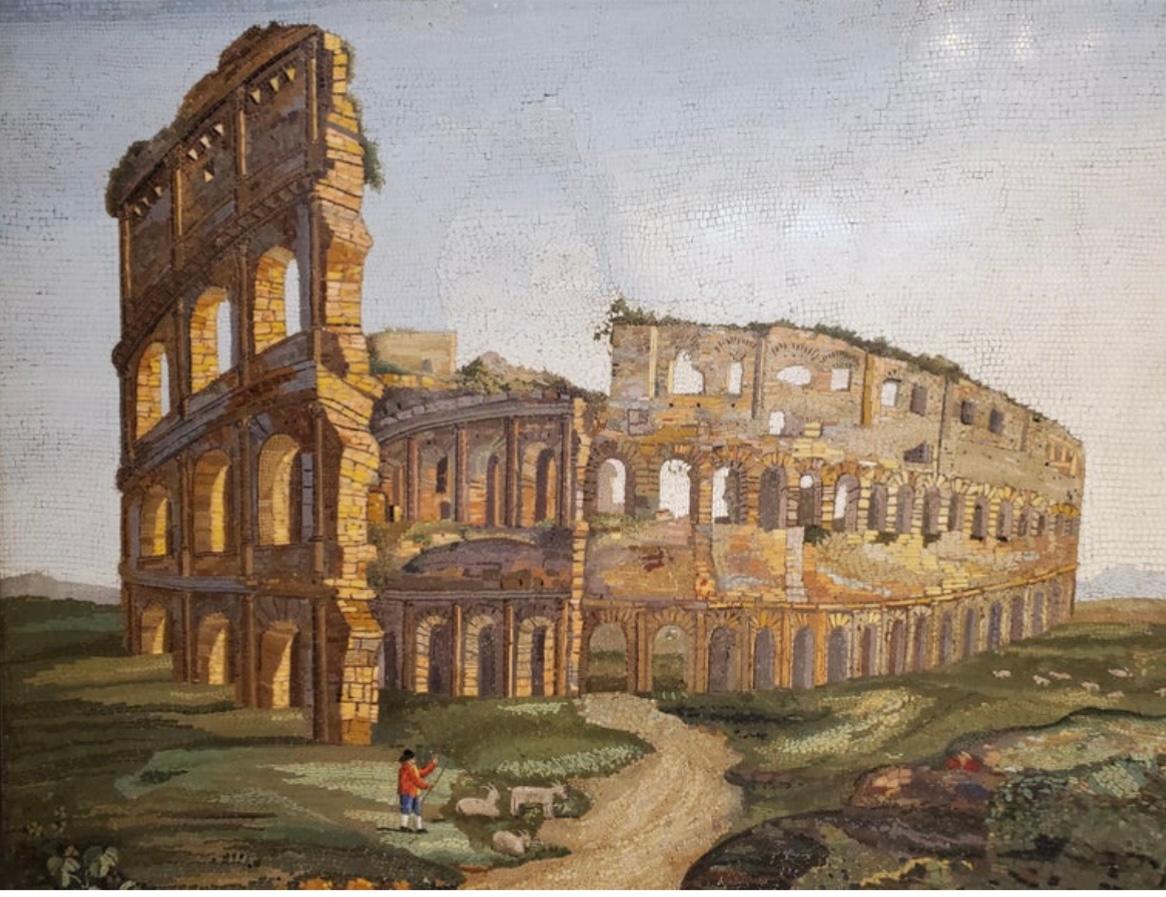 Important Large Micromosaic Depicting The Colosseum in Rome For Sale 1
