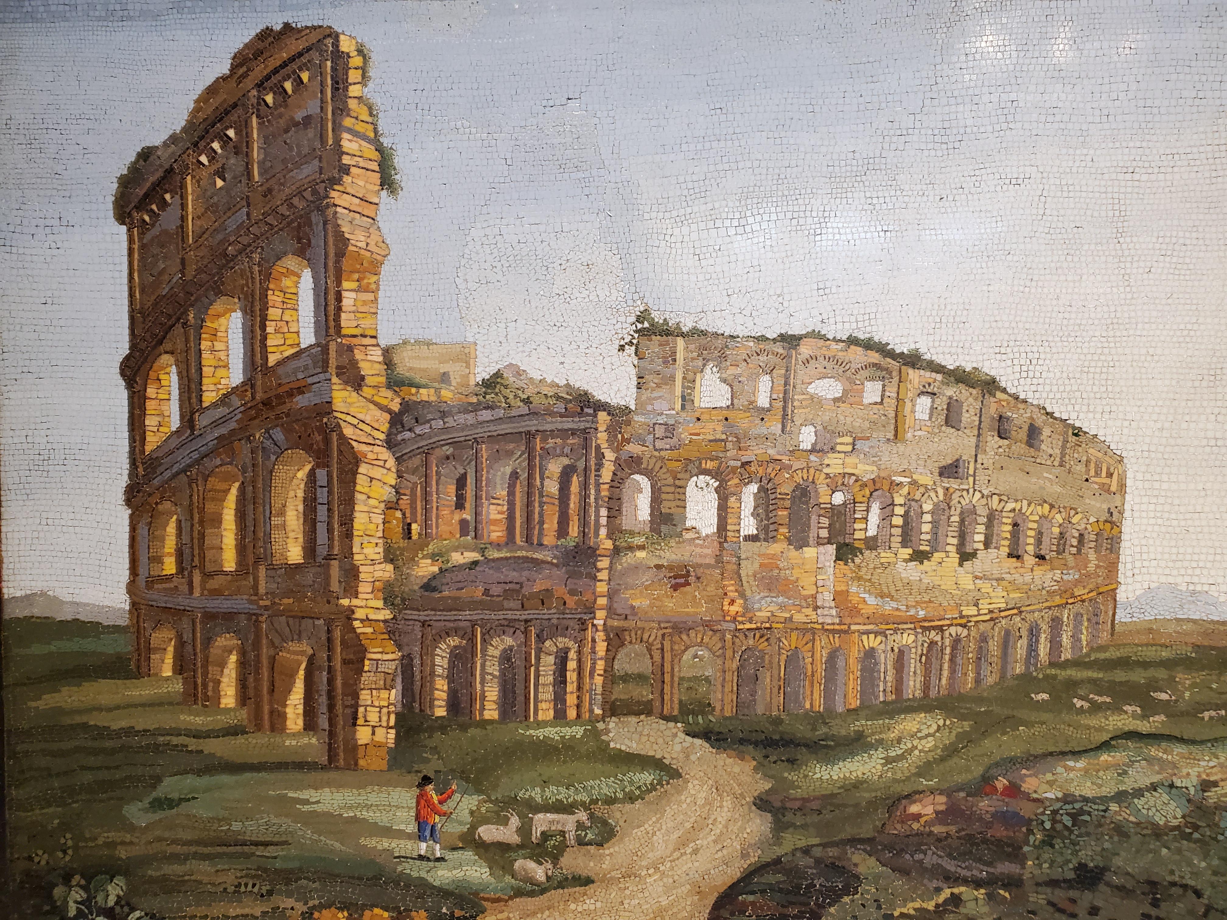 19th Century Important Large Micromosaic Depicting The Colosseum in Rome For Sale