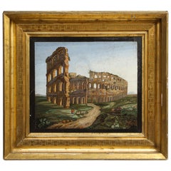 Antique Important Large Micromosaic Depicting The Colosseum in Rome