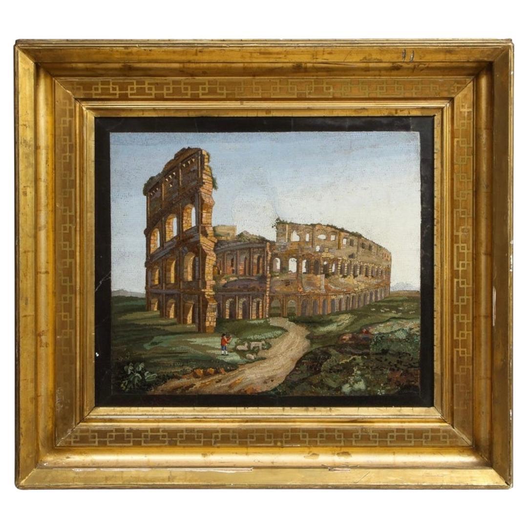 Importante grande micromosaïque représentant le Colisée de Rome