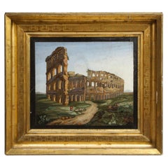 Antique Important Large Micromosaic Depicting The Colosseum in Rome