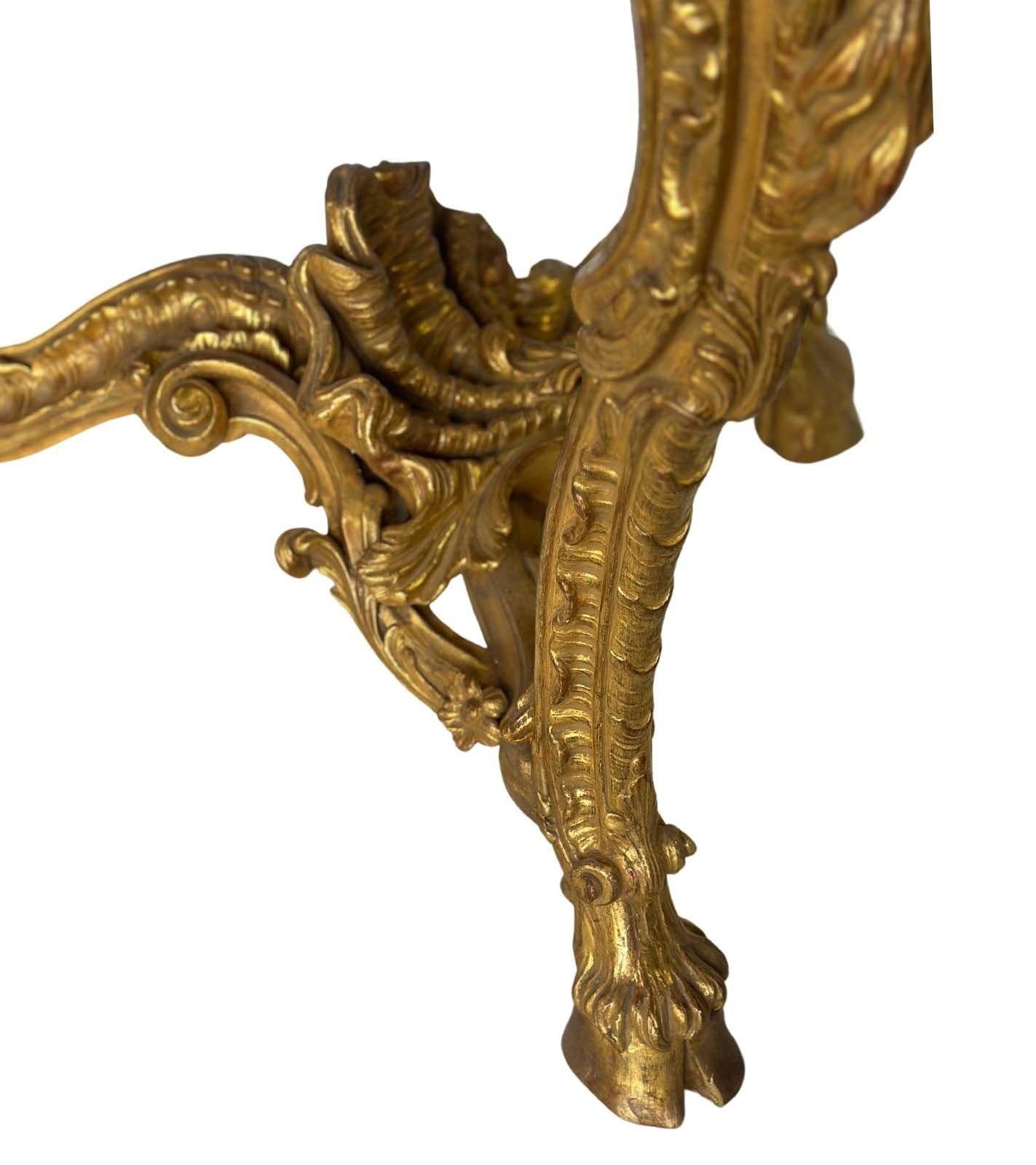 Important Late 19th C. English Neoclassical Giltwood Console Table w/ Marble Top For Sale 5