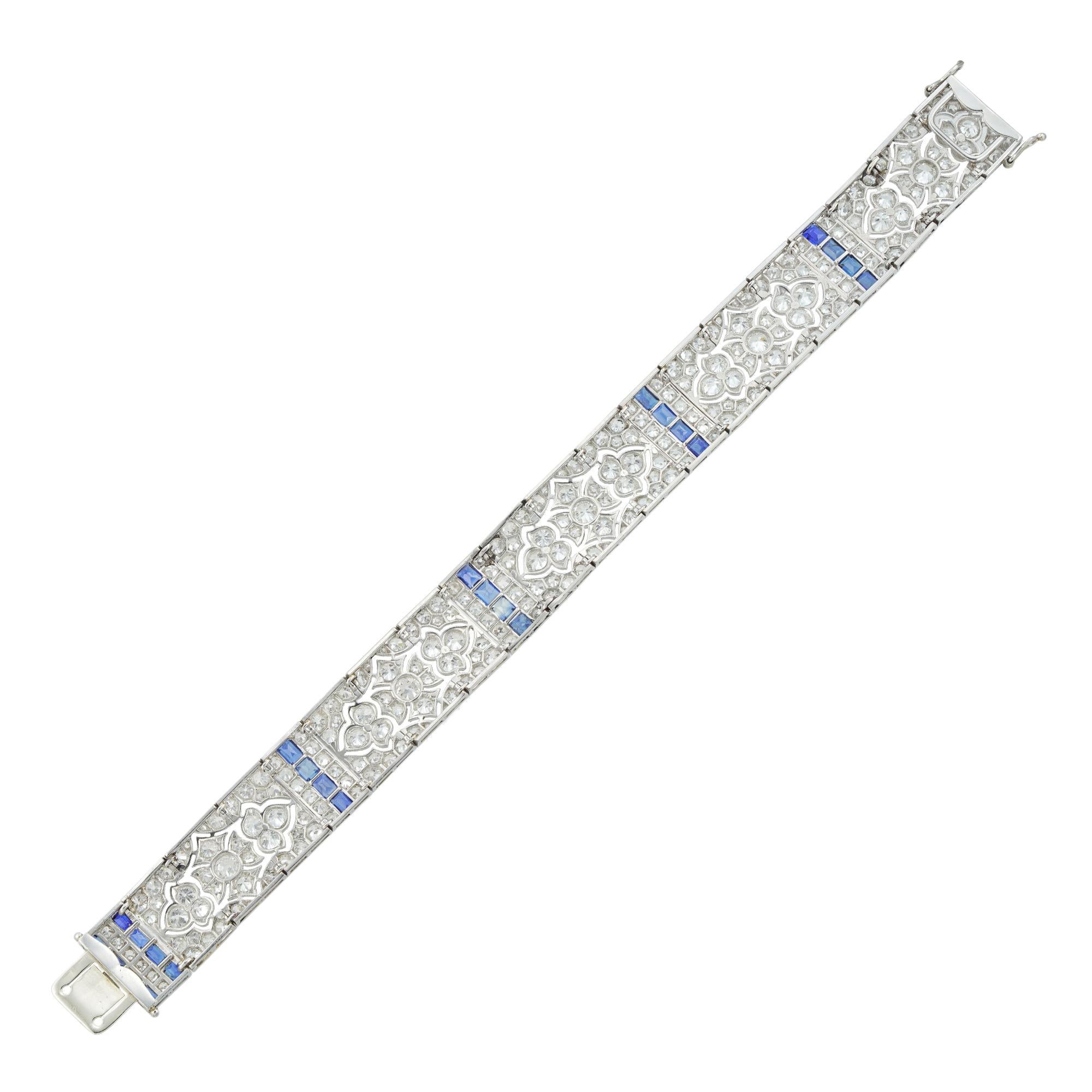 Brilliant Cut Important Late Belle Époque Sapphire and Diamond Bracelet