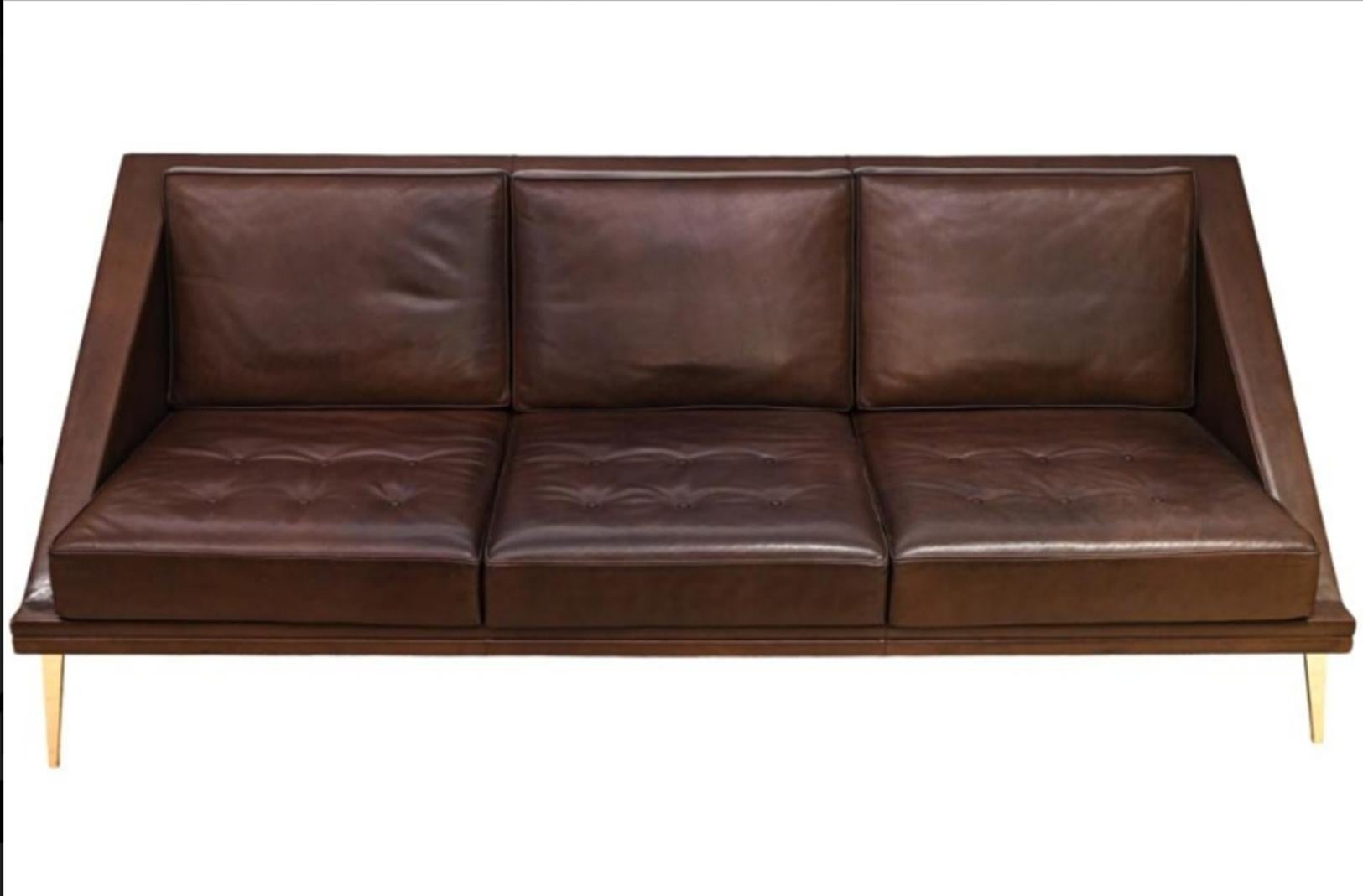 French Important Leather Sofa By Charles Ramos France 1958