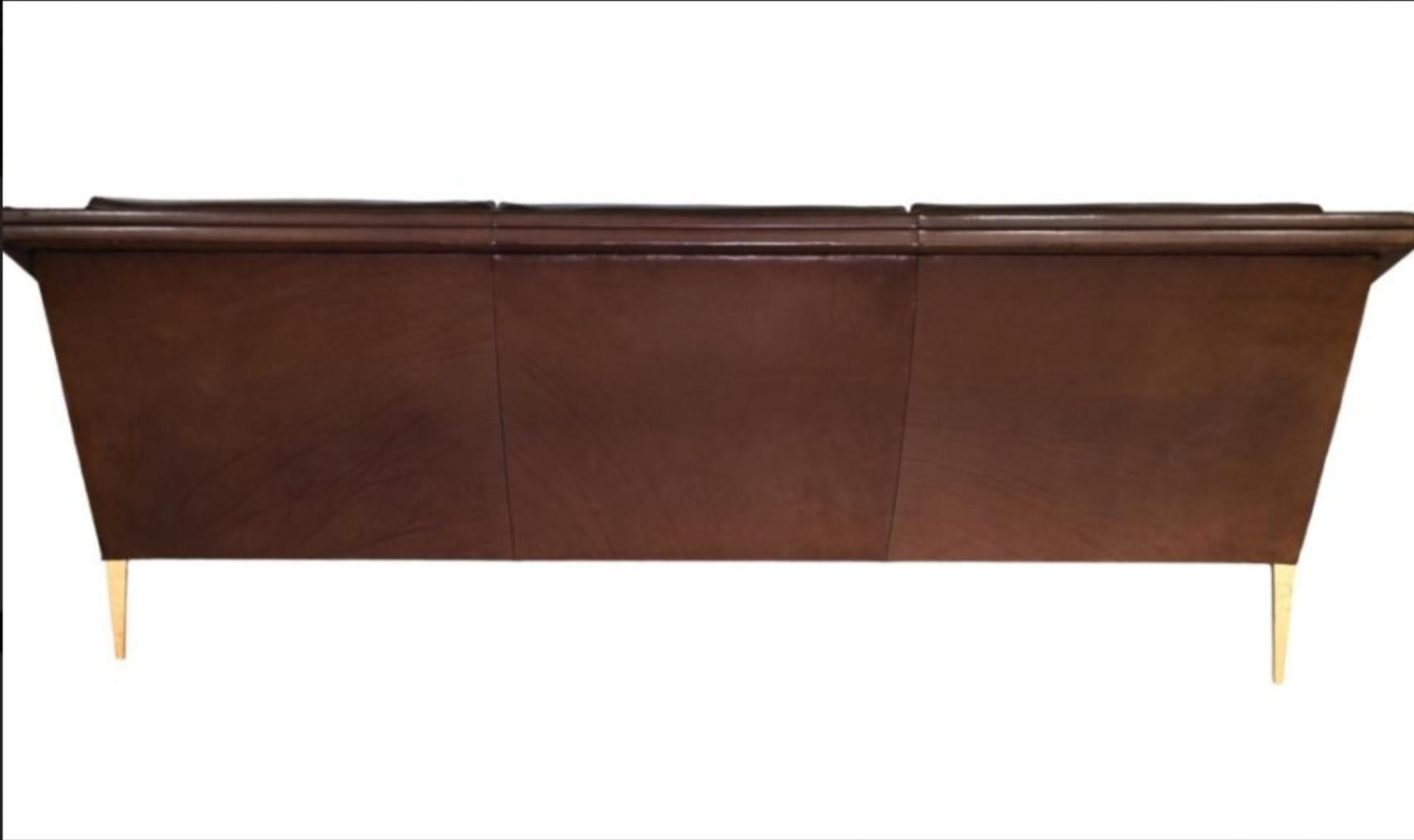 Important Leather Sofa By Charles Ramos France 1958 In Good Condition For Sale In Hudson, NY
