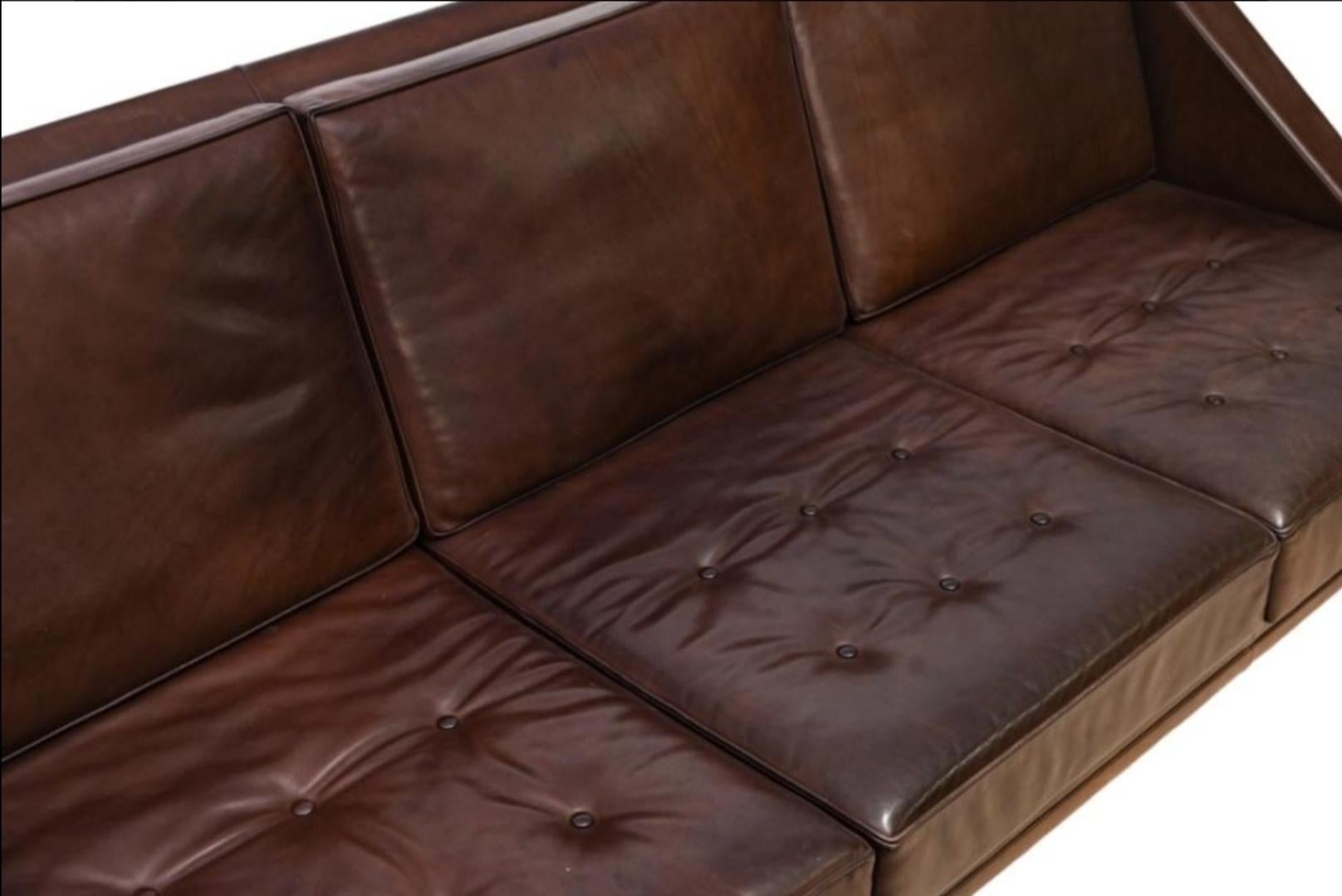 Important Leather Sofa By Charles Ramos France 1958 For Sale 3