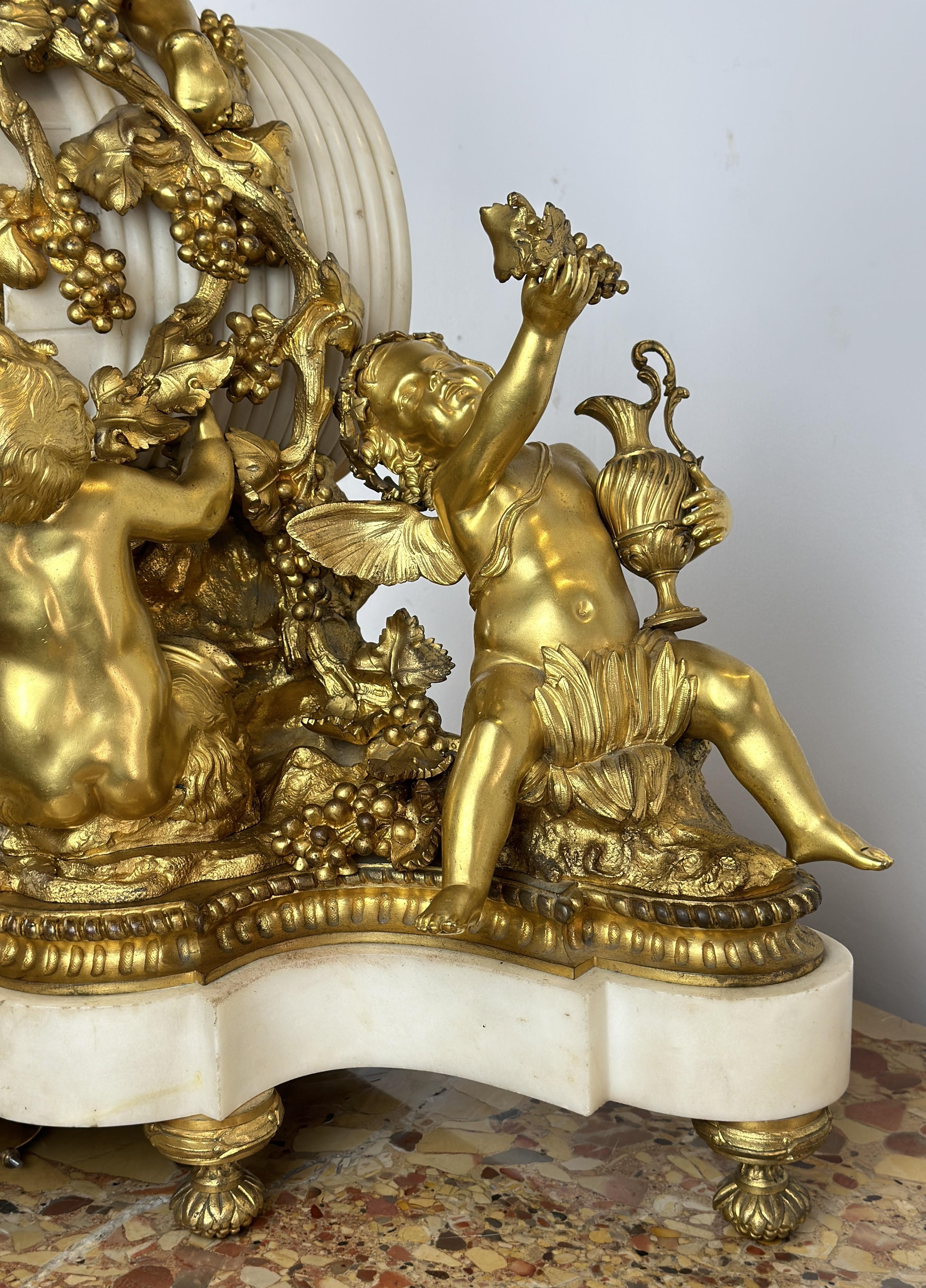 French Important Lerolle Freres Clock 5 Putti Figures 19th Century For Sale