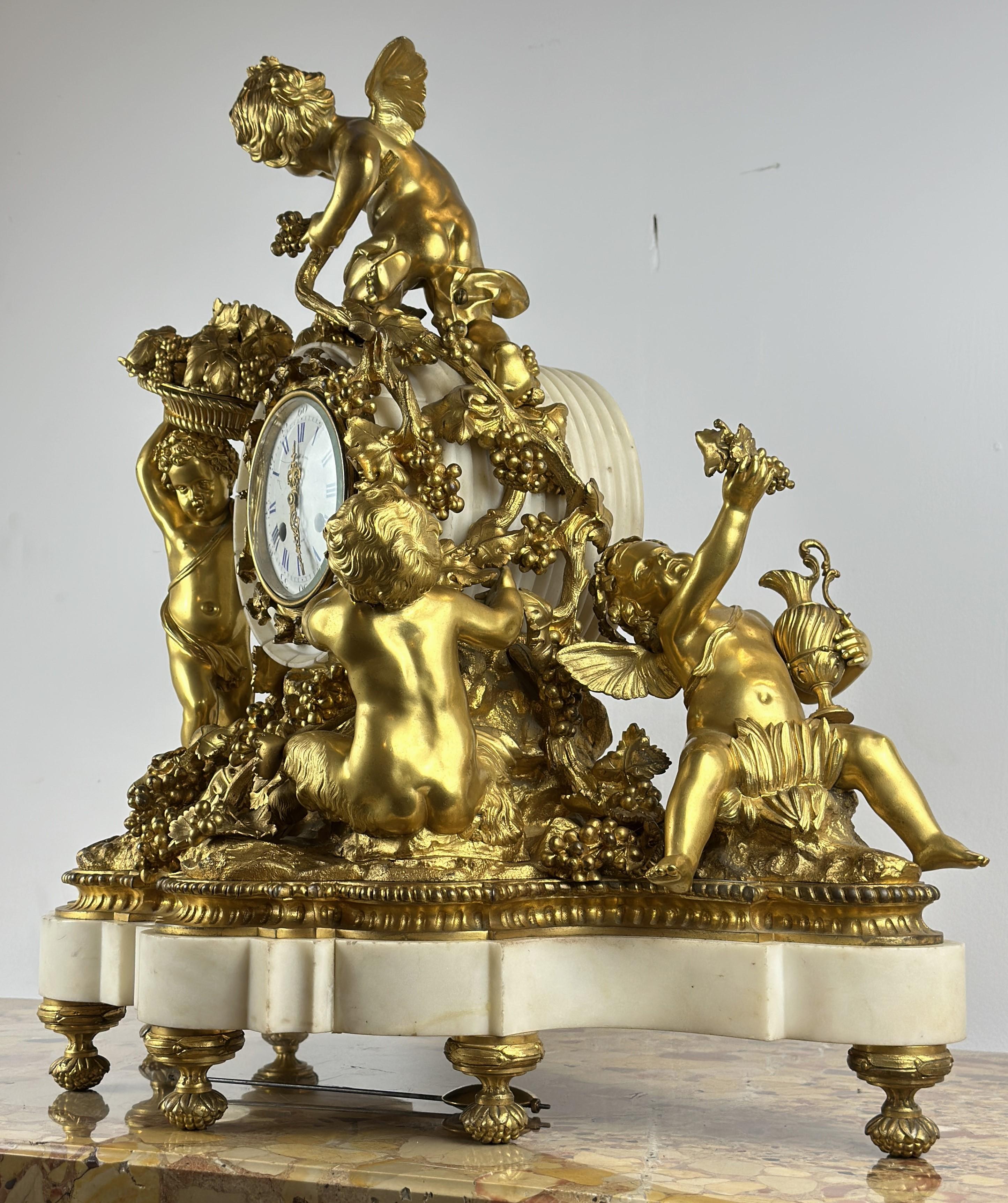 Important Lerolle Freres Clock 5 Putti Figures 19th Century For Sale 2