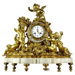 Antique Important Lerolle Freres Clock 5 Putti Figures 19th Century