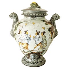 Important Levantino hand painted ceramic vase by A. Vaccari for Ce-As Albisola
