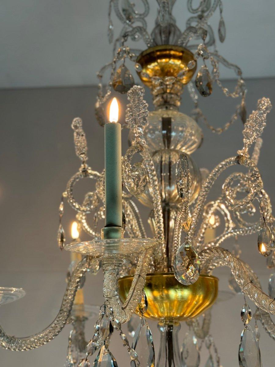 Important lustre Liégeois en verre soufflé et taillé, 18ème siècle Excellent état - En vente à Honnelles, WHT