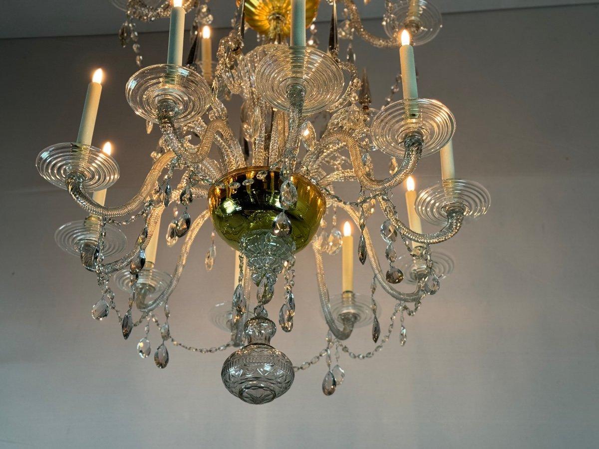 18th Century and Earlier Important Liégeois Chandelier In Blown And Cut Glass, 18th Century For Sale