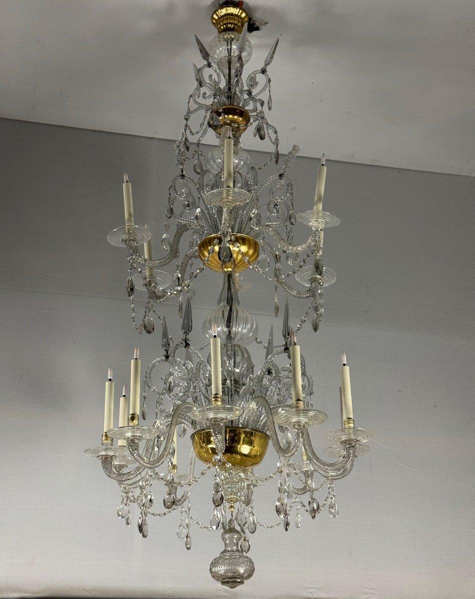 Important Liégeois Chandelier In Blown And Cut Glass, 18th Century For Sale 1