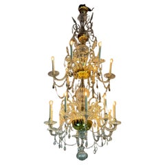 Antique Important Liégeois Chandelier In Blown And Cut Glass, 18th Century