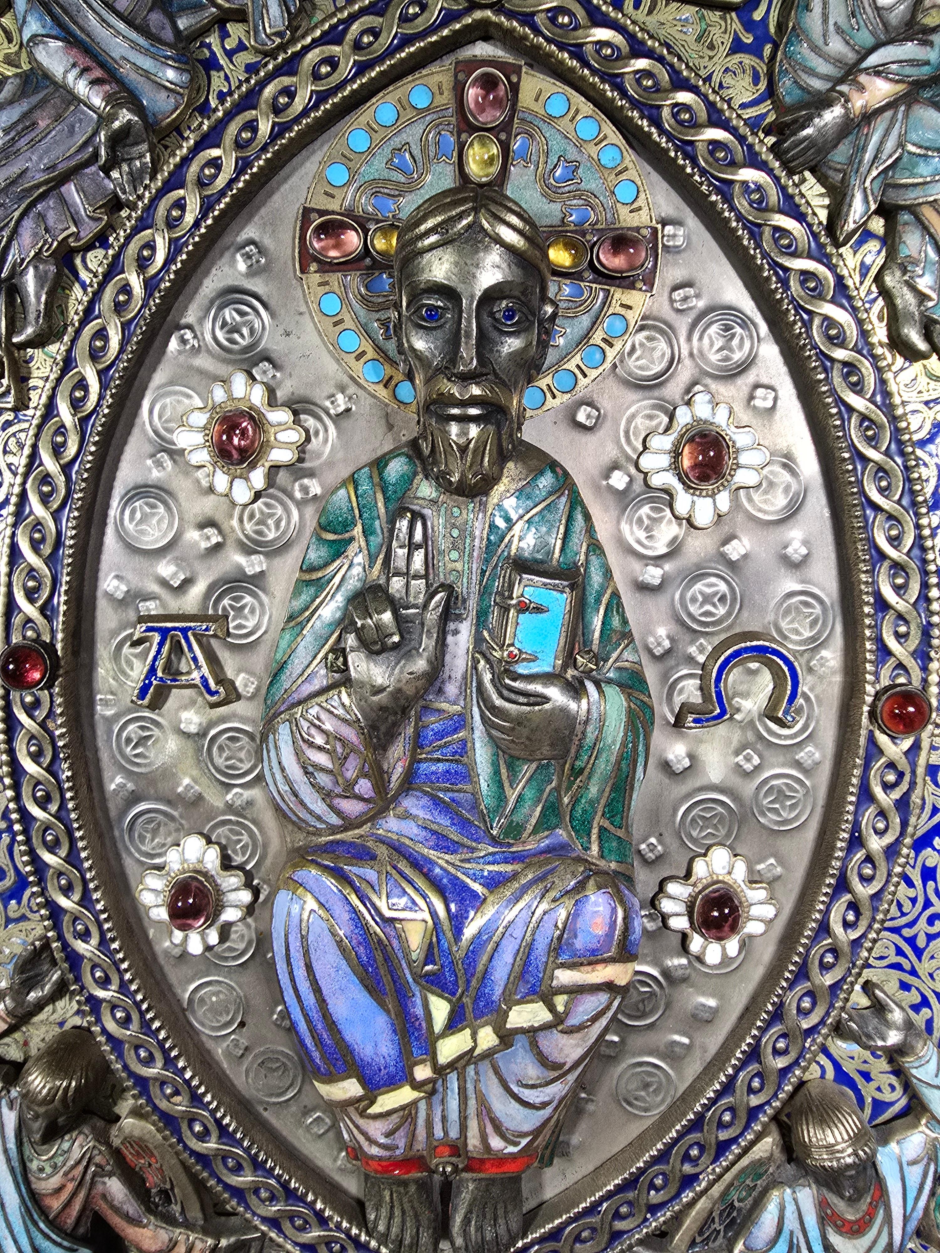 Mid-20th Century Important Limoges-Style Altar Panel For Sale