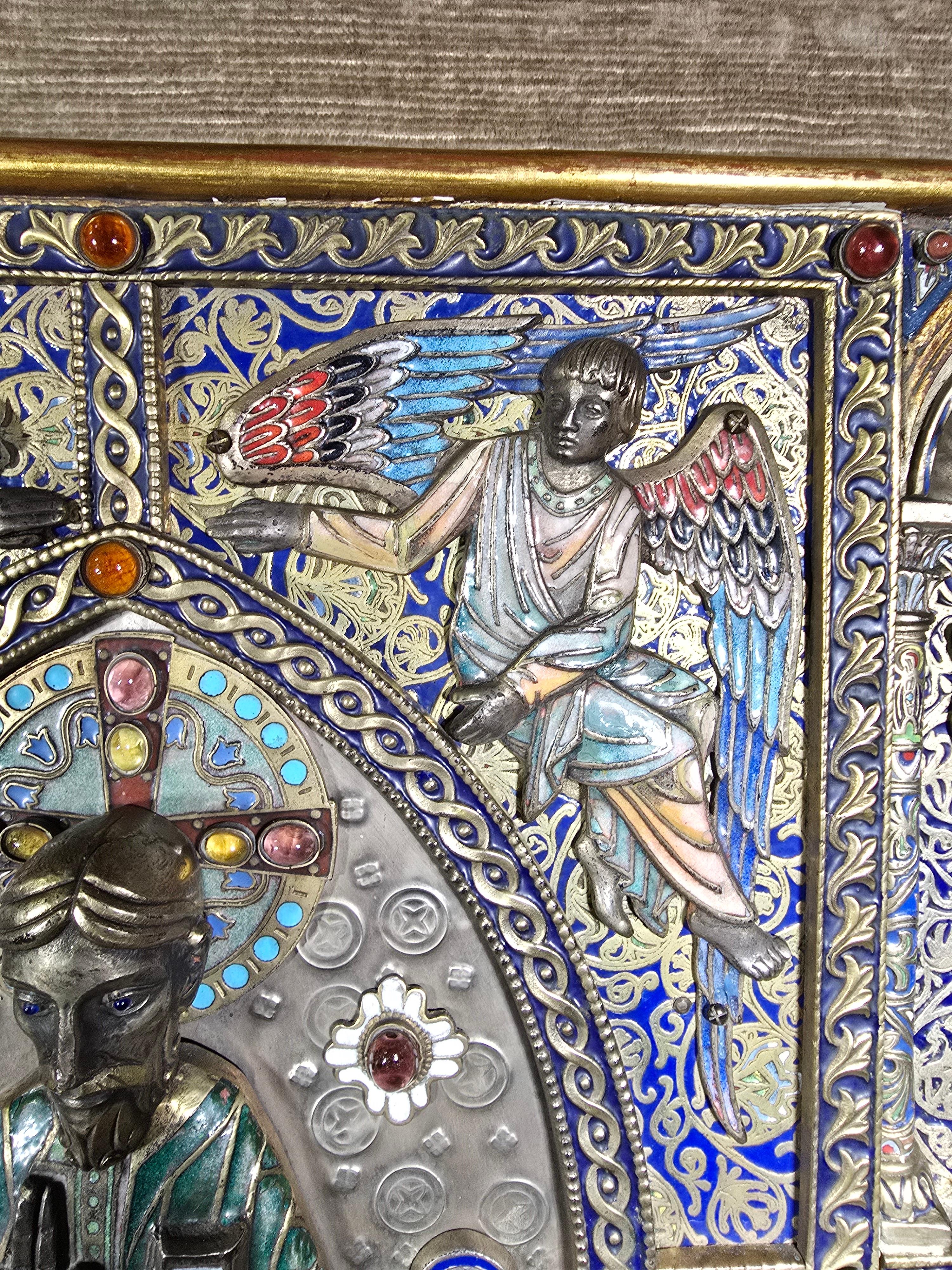 Bronze Important Limoges-Style Altar Panel For Sale
