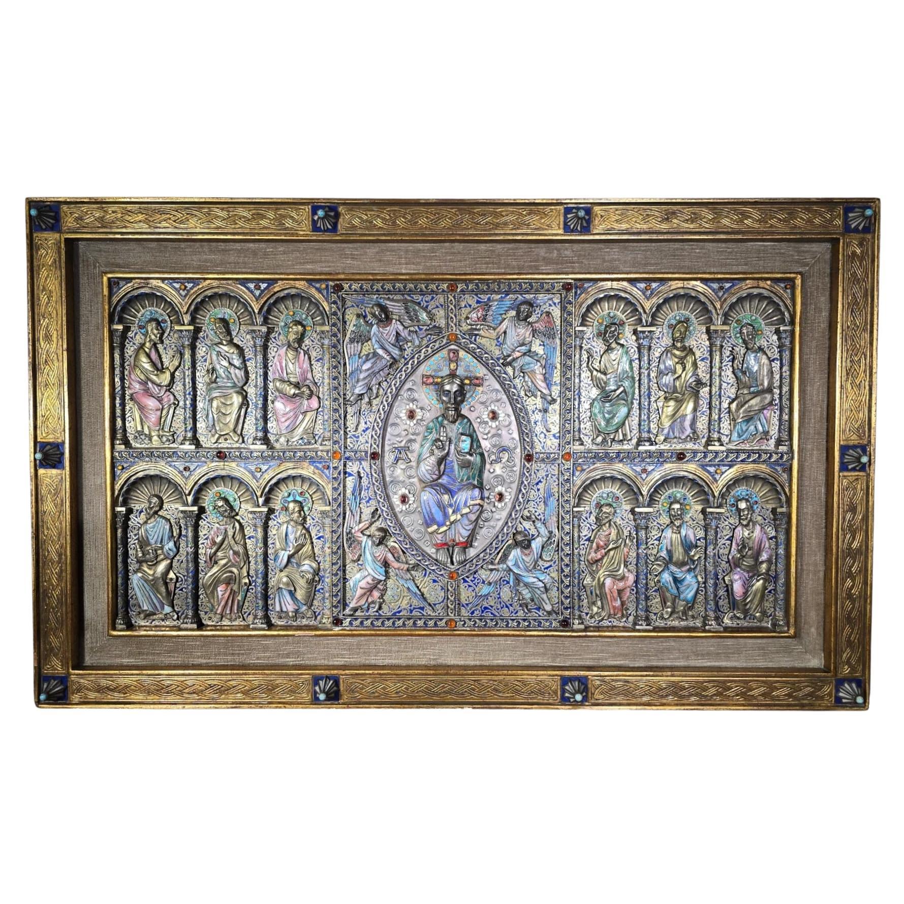 Importante pannello d'altare in stile Limoges