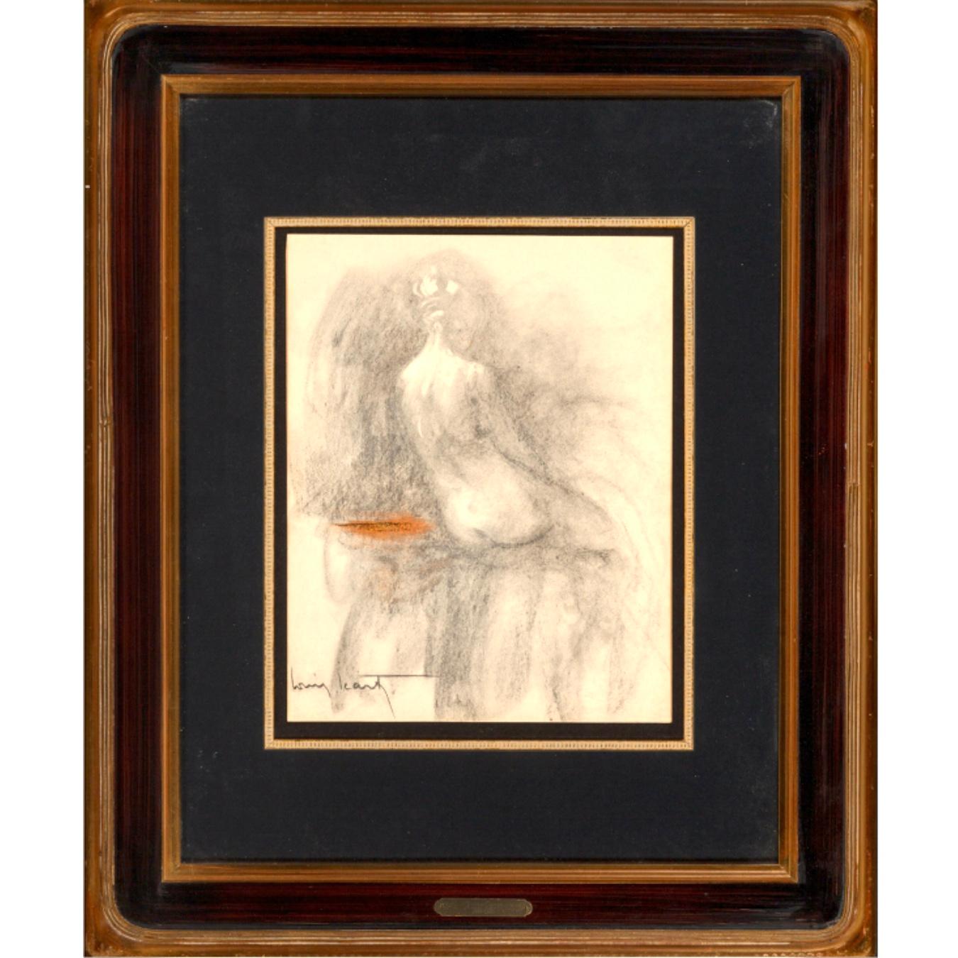 French Important Louis Icart Hand Colored Lithograph COA For Sale