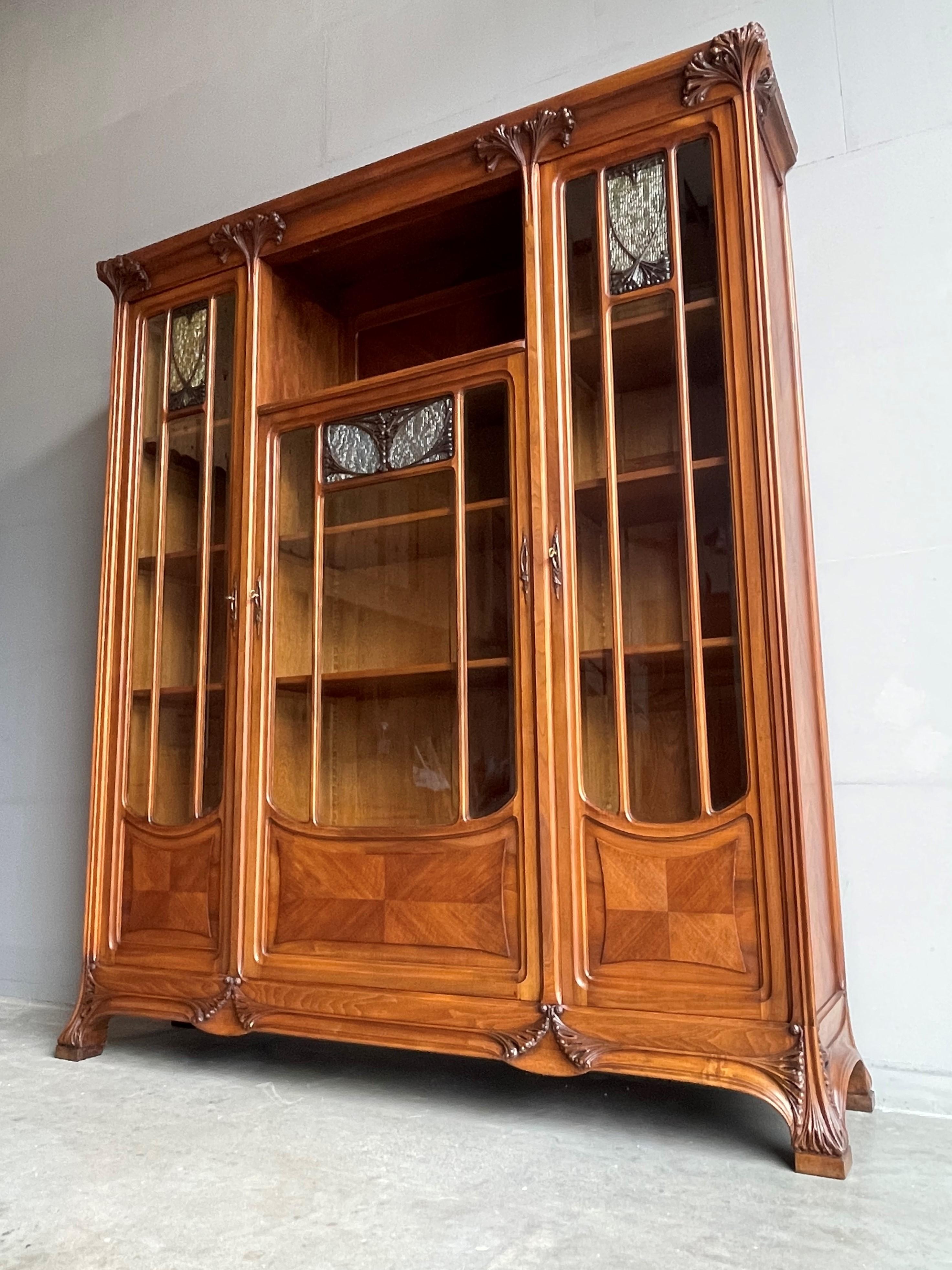 Important Louis Majorelle Art Nouveau Bookcase Desk Desk-Chair & Filing Cabinet For Sale 9