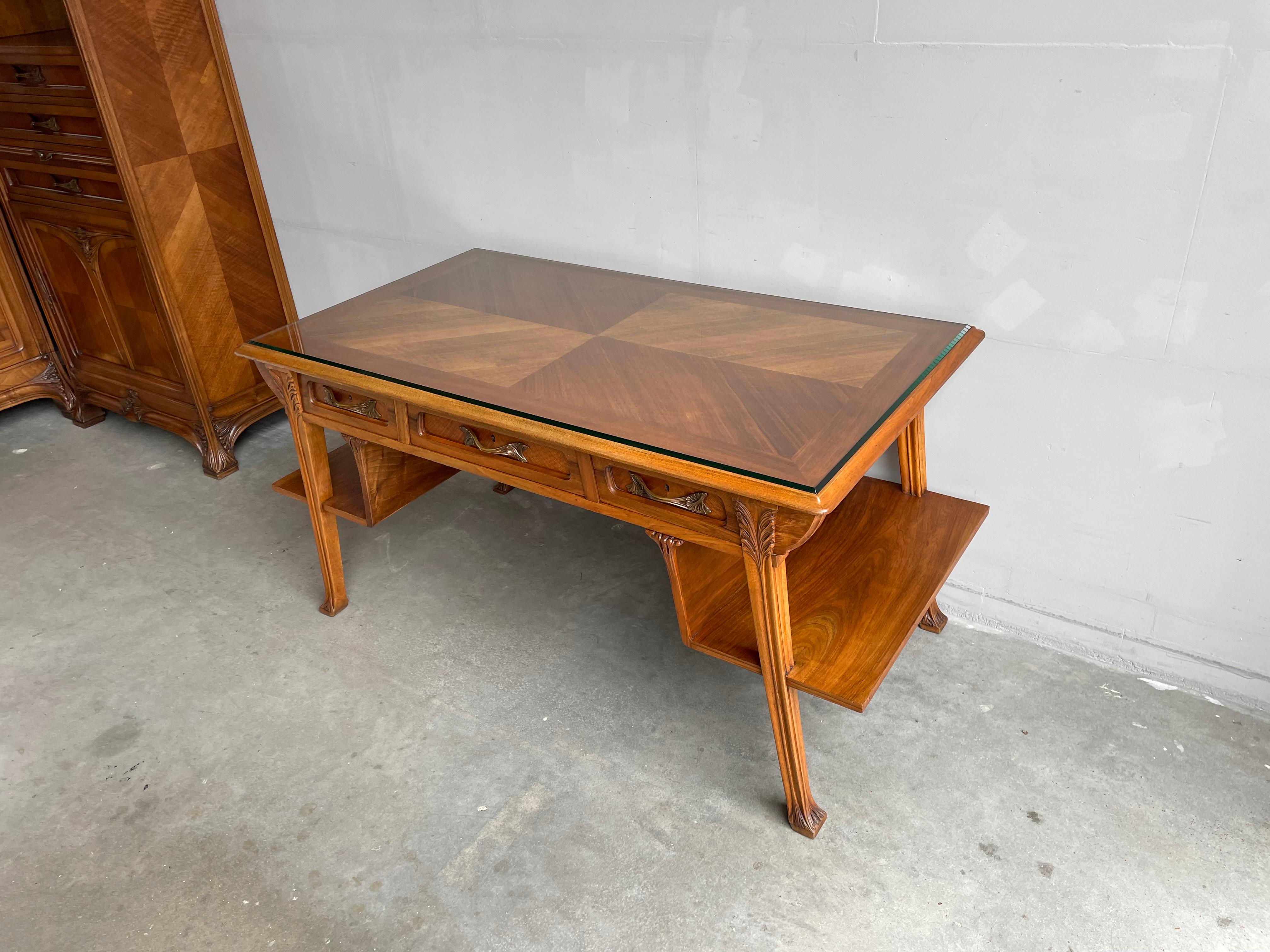 Important Louis Majorelle Art Nouveau Desk and Chair, Bookcase & Filing Cabinet 2