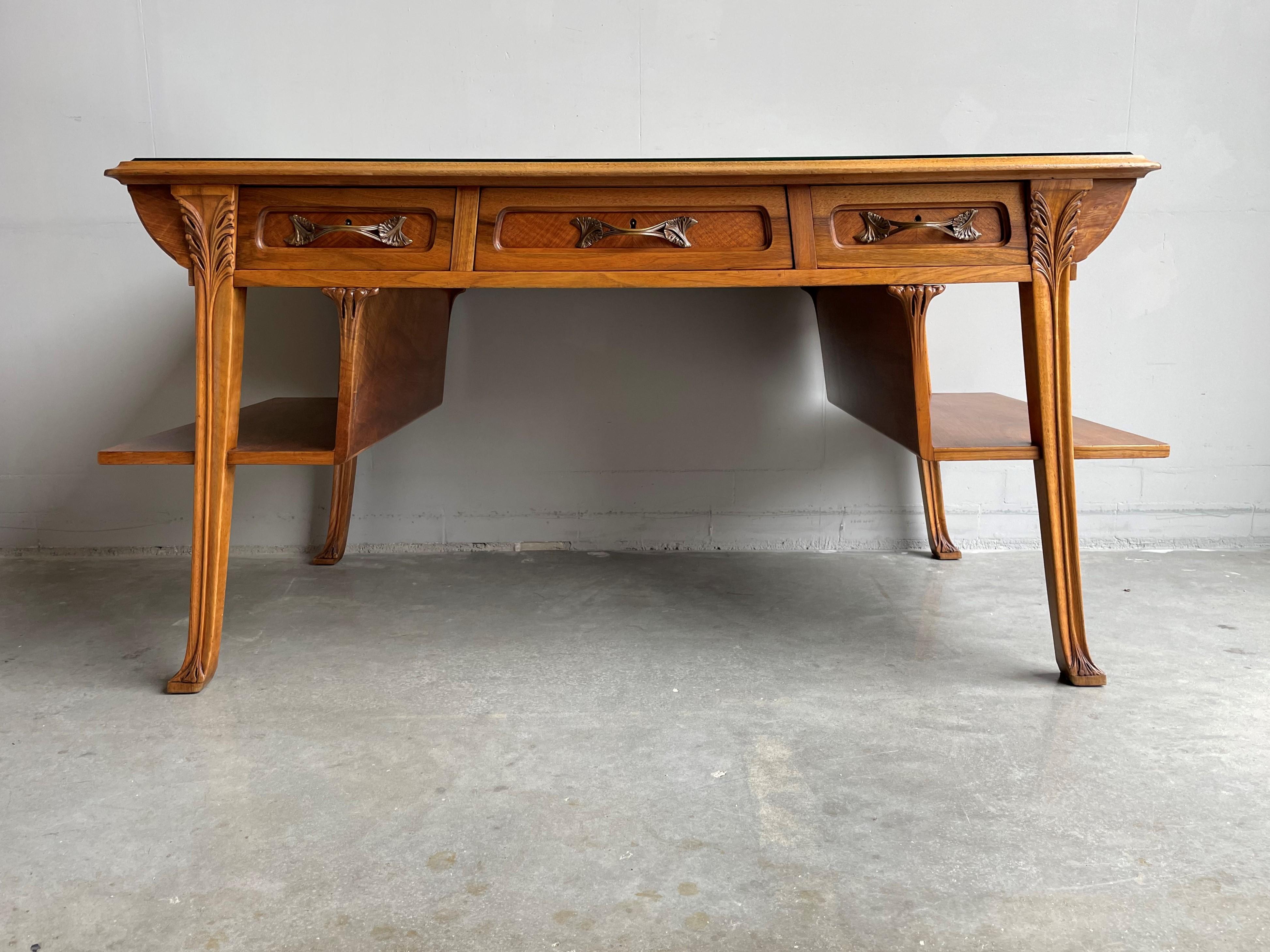 Important Louis Majorelle Art Nouveau Desk and Chair, Bookcase & Filing Cabinet For Sale 13