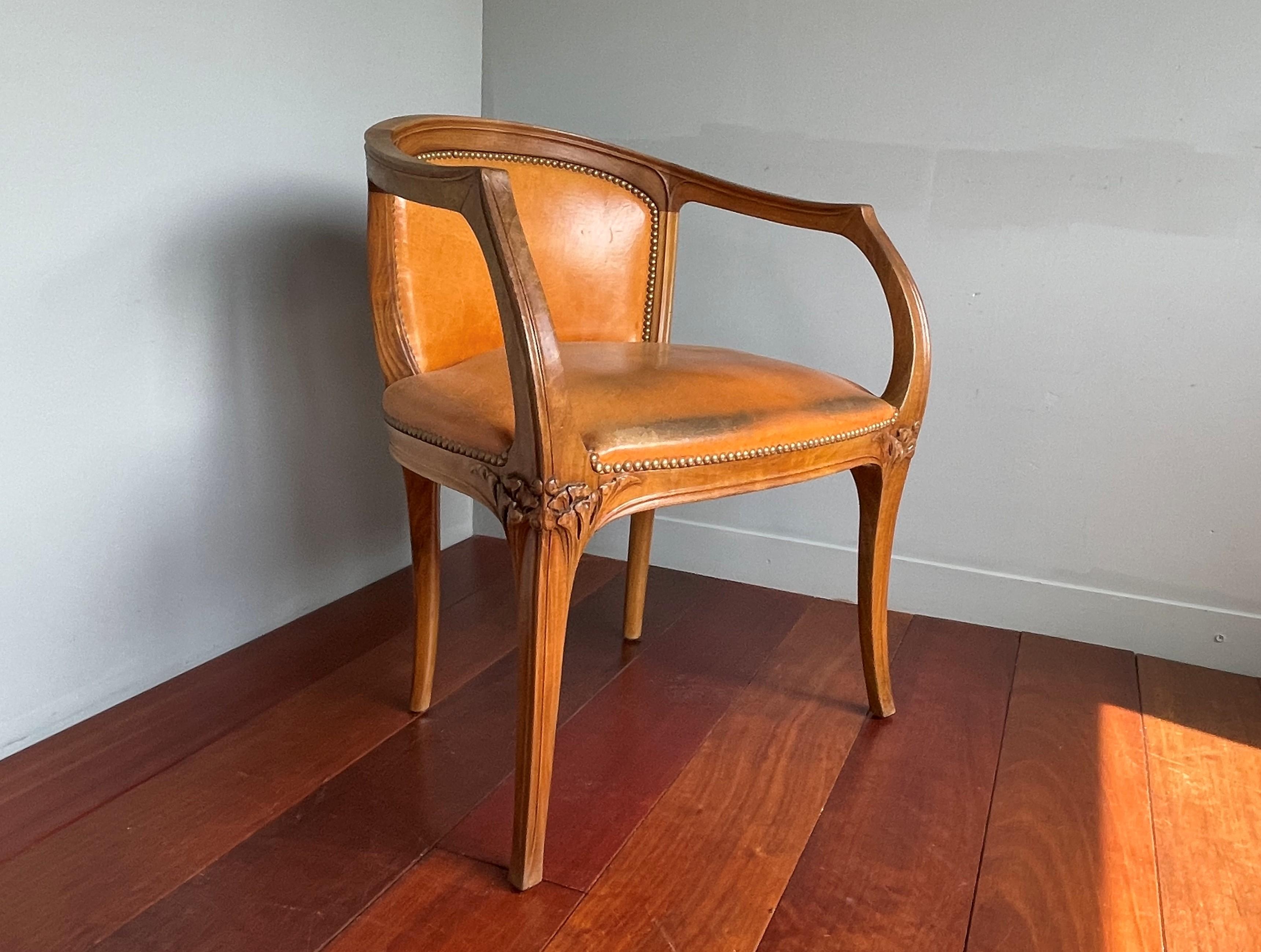 French Important Louis Majorelle Art Nouveau Desk and Chair, Bookcase & Filing Cabinet For Sale