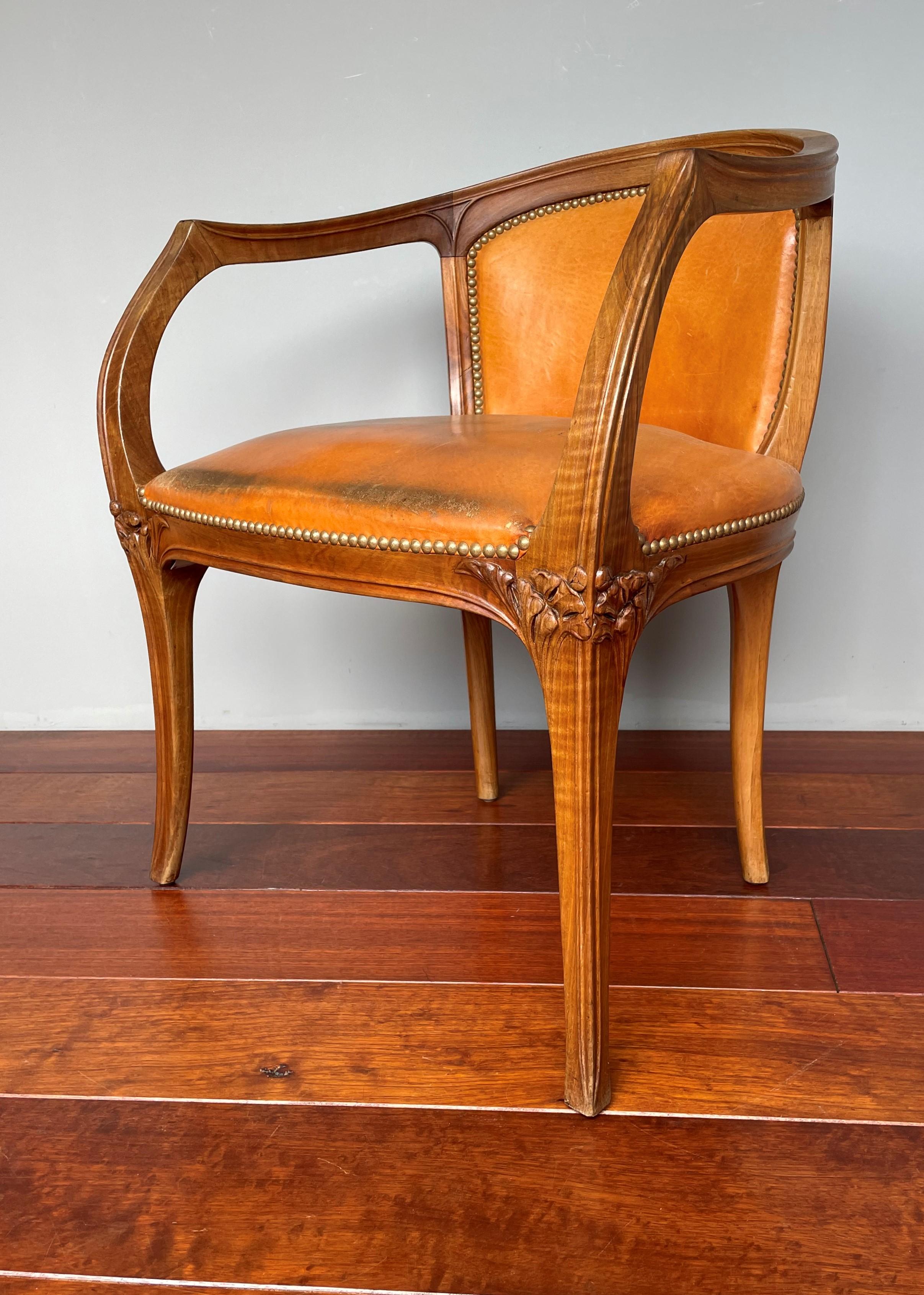 Français Important bureau et chaise, bibliothèque et classeur Louis Majorelle Art Nouveau en vente