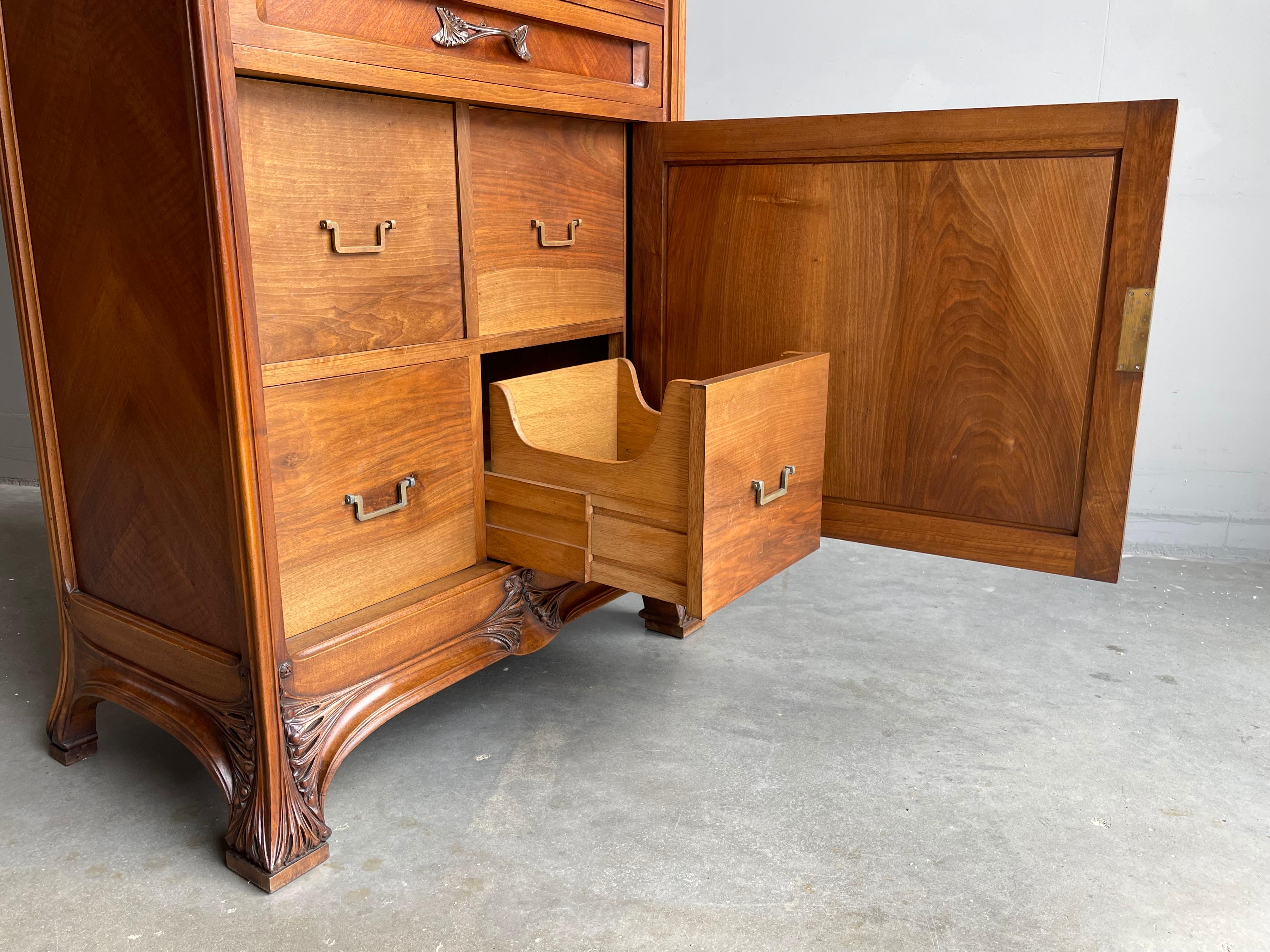 Important Louis Majorelle Art Nouveau Filing Cabinet, Bookcase, Desk and Chair For Sale 3