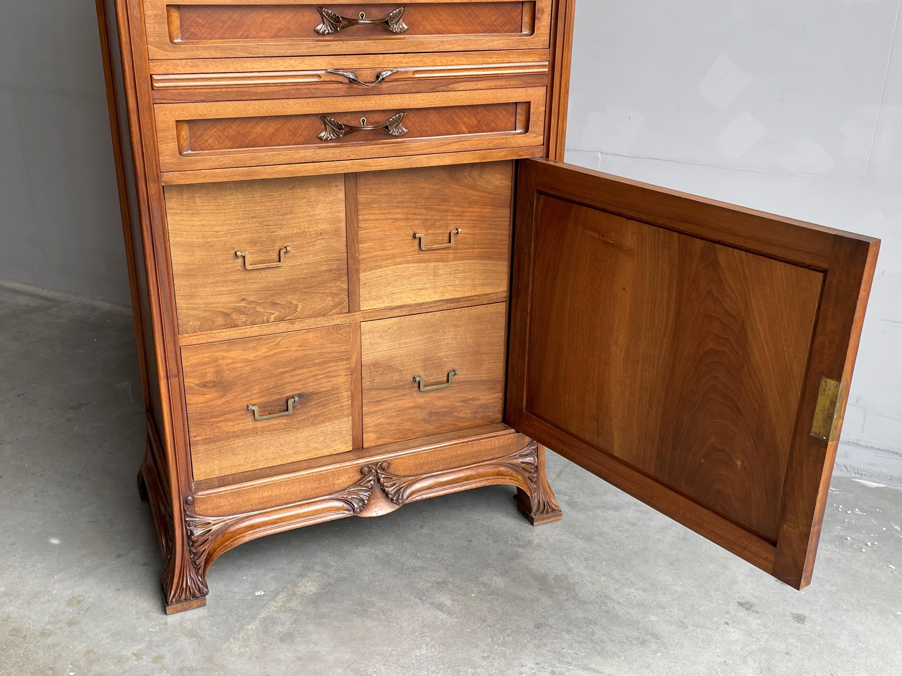 Important Louis Majorelle Art Nouveau Filing Cabinet, Bookcase, Desk and Chair For Sale 4