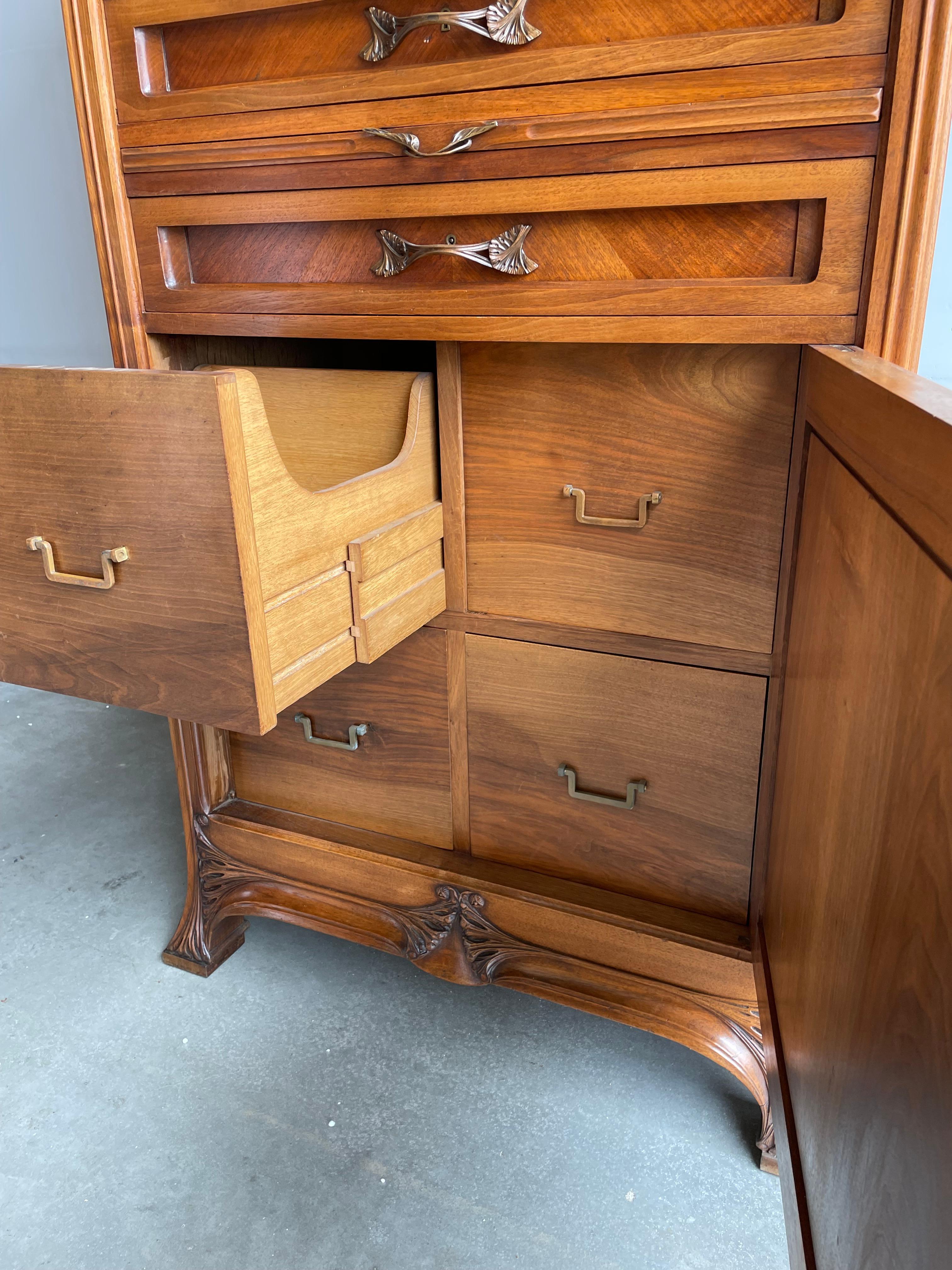Important Louis Majorelle Art Nouveau Filing Cabinet, Bookcase, Desk and Chair For Sale 5